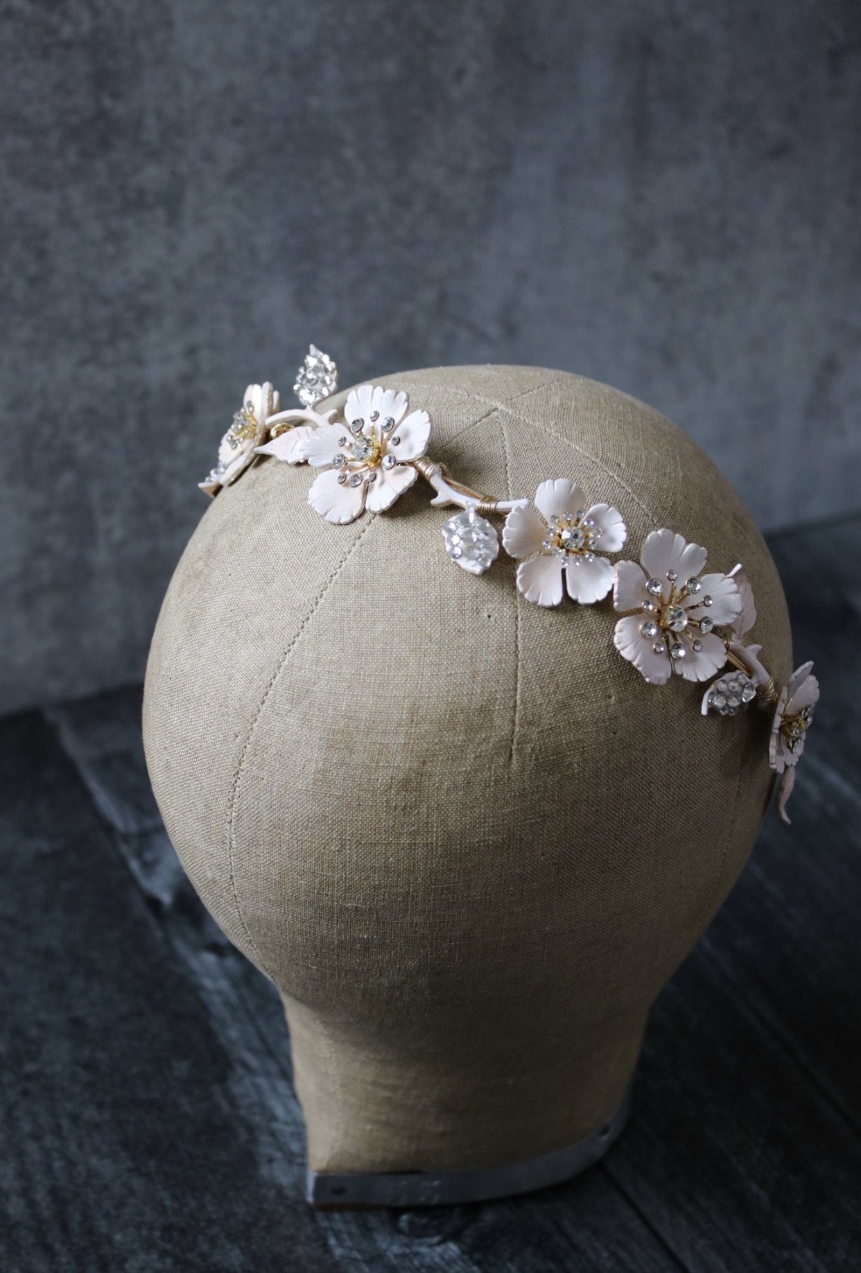 EDEN LUXE Bridal Headpiece SERAPHINA Blush Floral Bridal Headband Headpiece