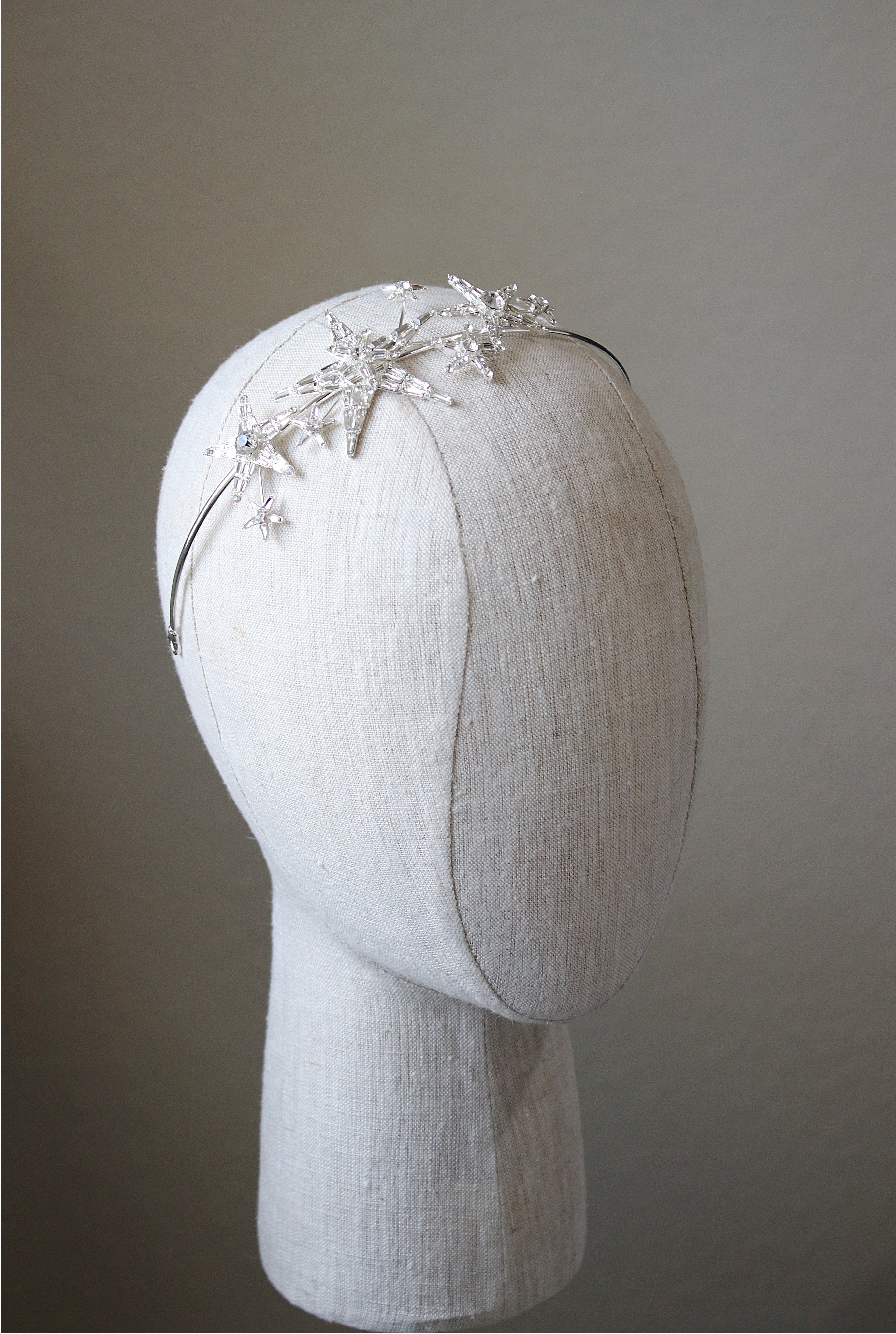 EDEN LUXE Bridal Headpiece Silver ASTARA Bejeweled Celestial Headpiece Tiara