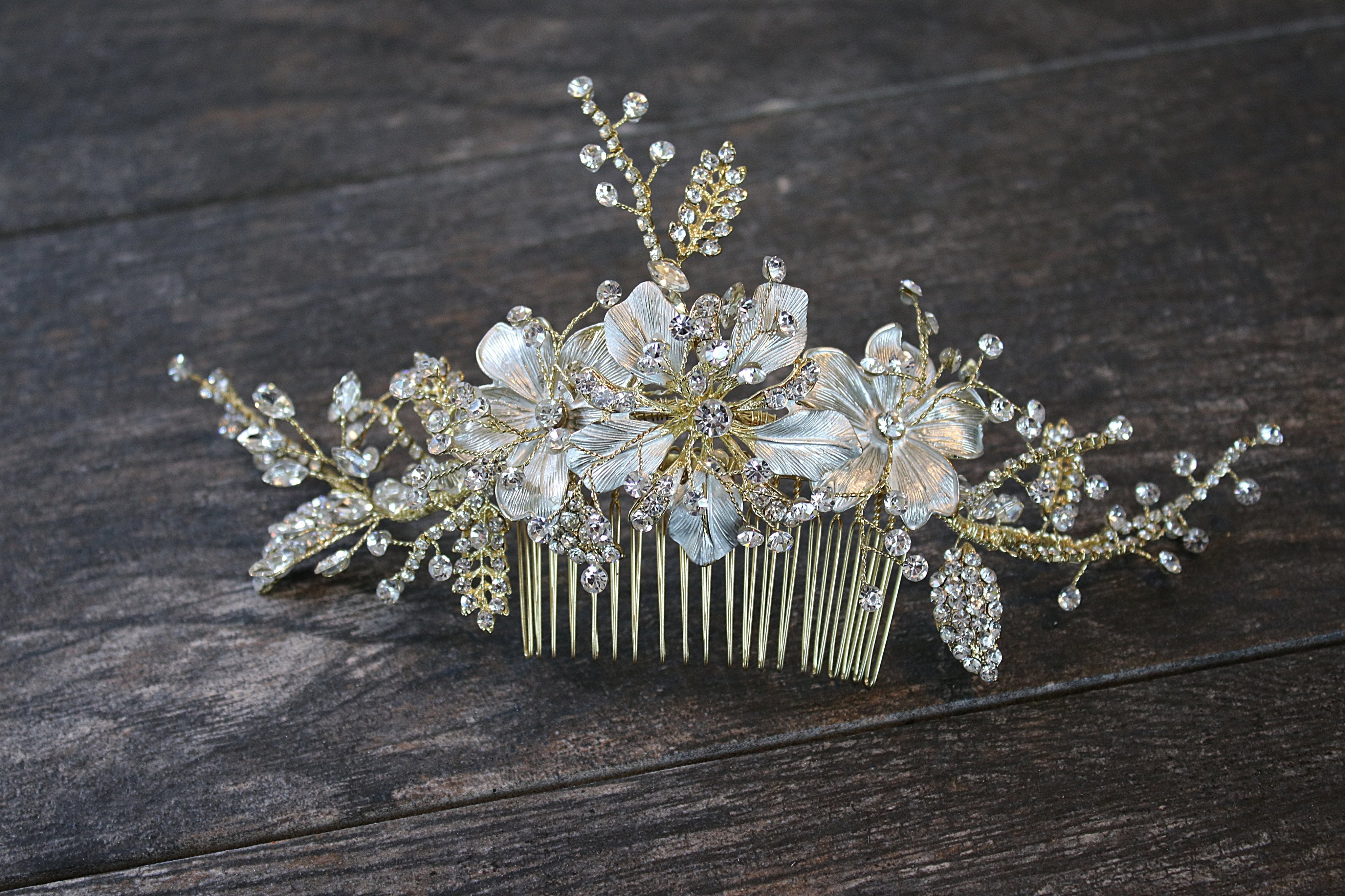 EDEN LUXE Bridal Headpiece WARBECK Silvered and Gilded Floral Wedding Headpiece