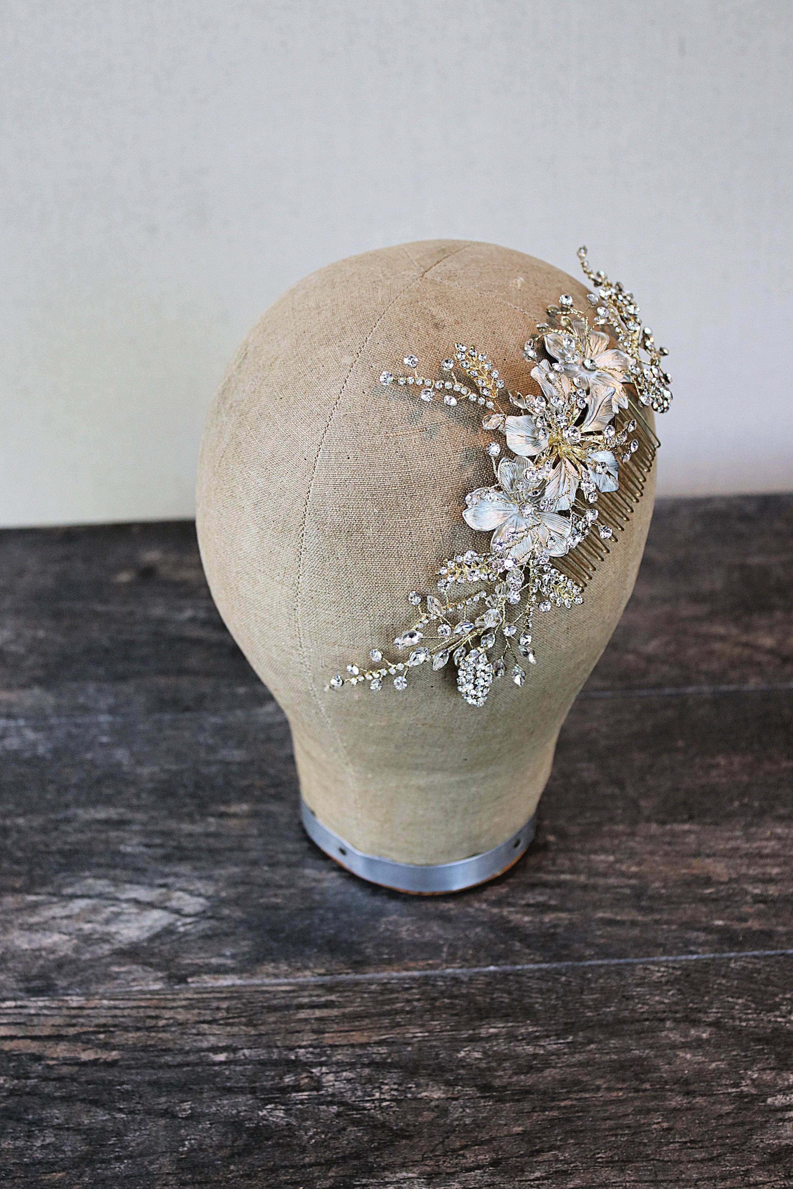 EDEN LUXE Bridal Headpiece WARBECK Silvered and Gilded Floral Wedding Headpiece