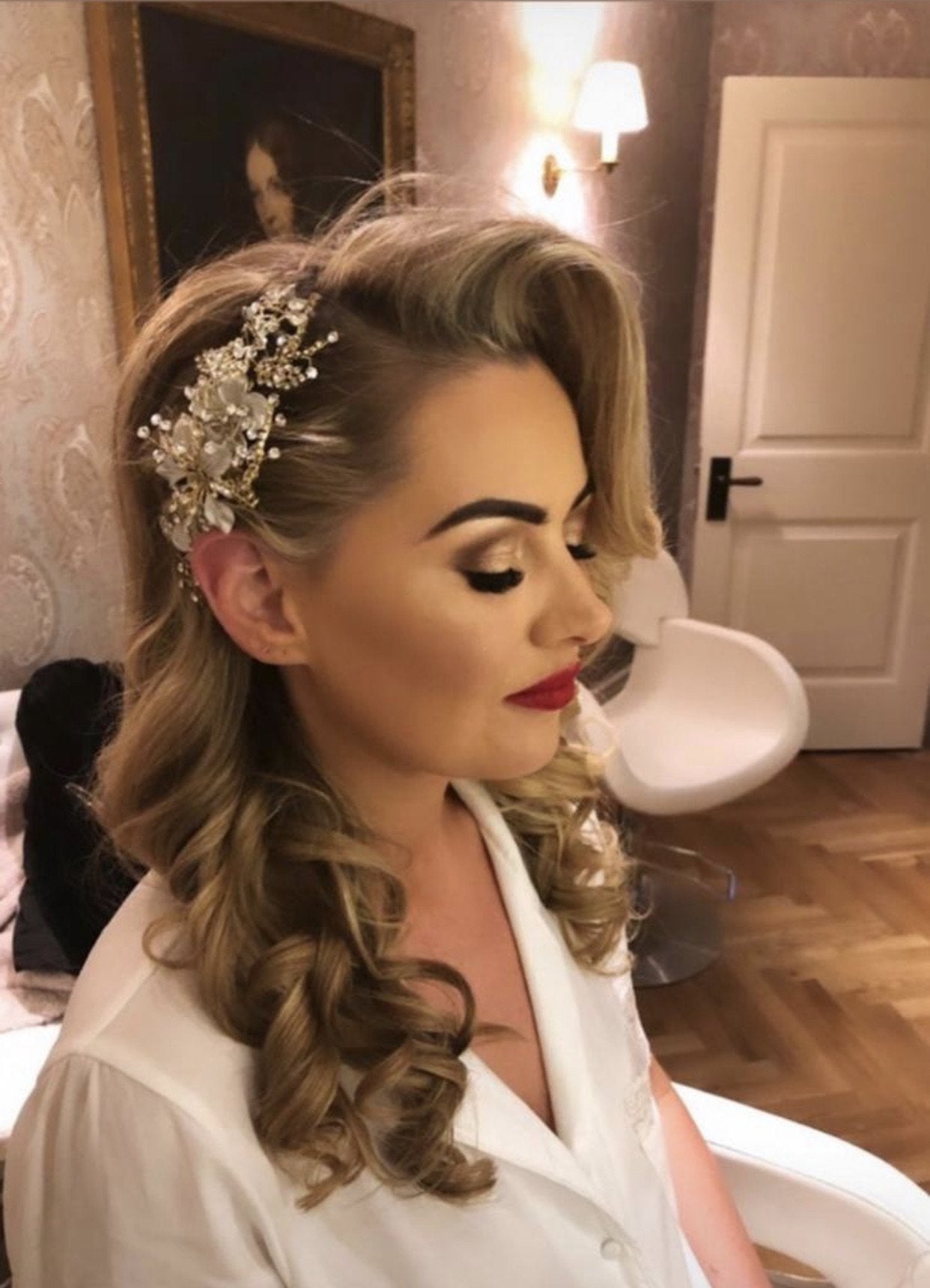 EDEN LUXE Bridal Headpiece WARBECK Silvered and Gilded Floral Wedding Headpiece
