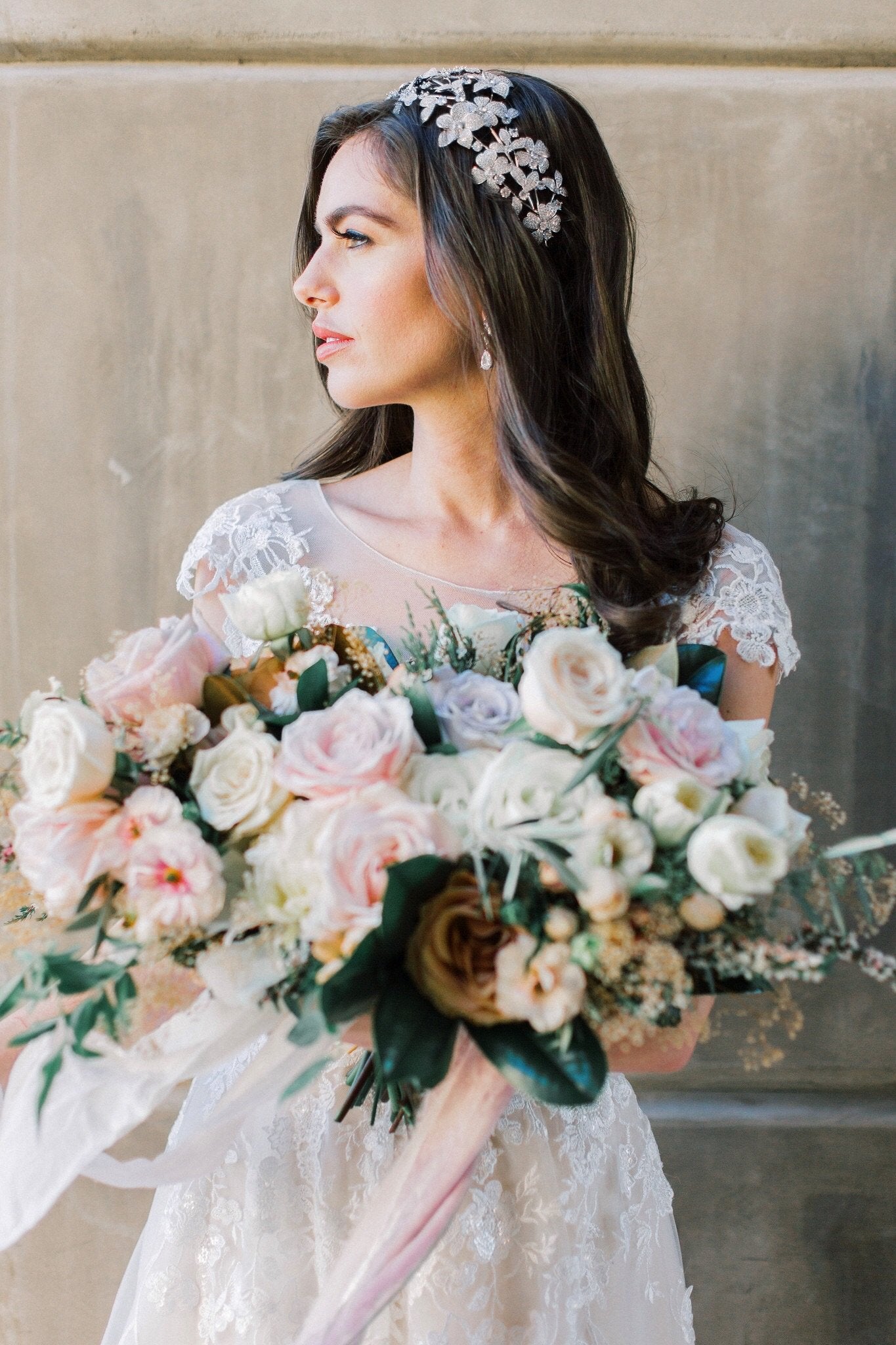EDEN LUXE Bridal Headpiece ZOE Floral Simulated Diamond Headpiece