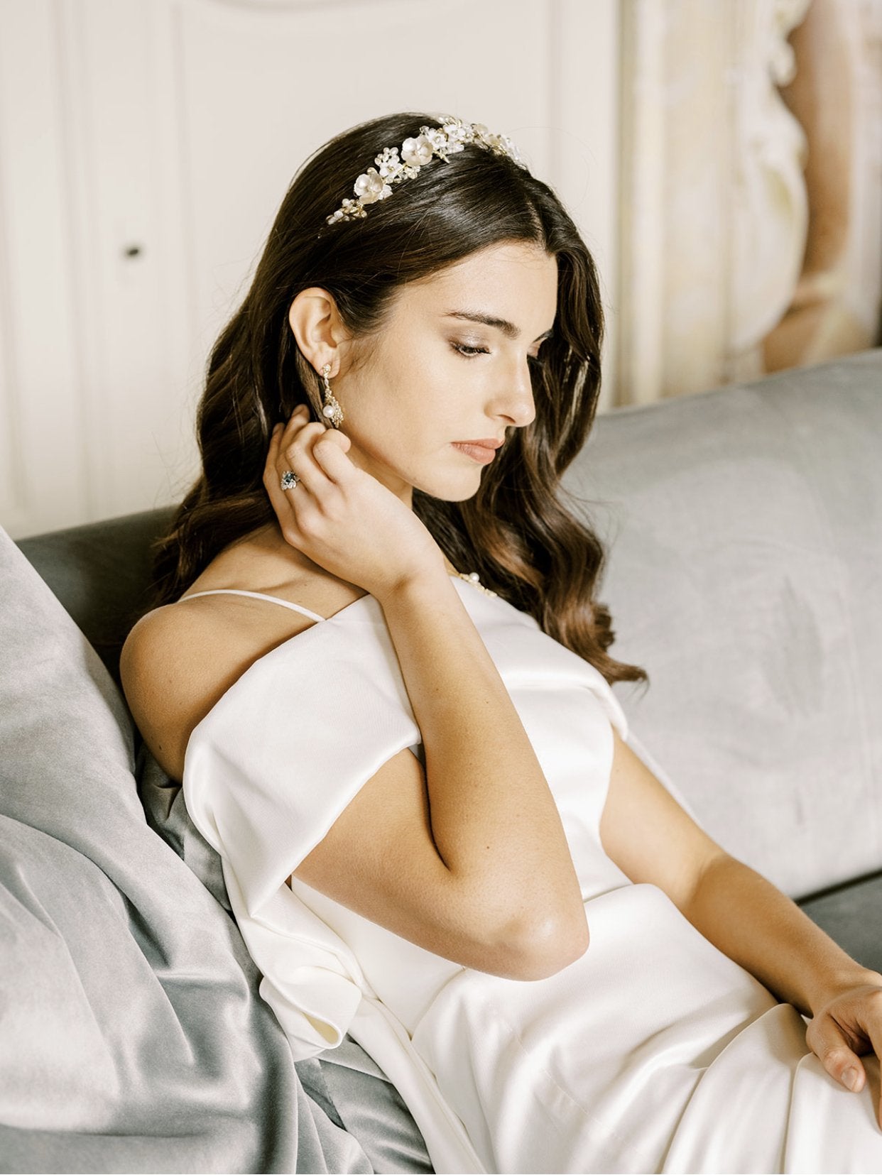 EDEN LUXE Bridal Headpieces LENNOX Gilded Floral Pearl and Crystal Headband