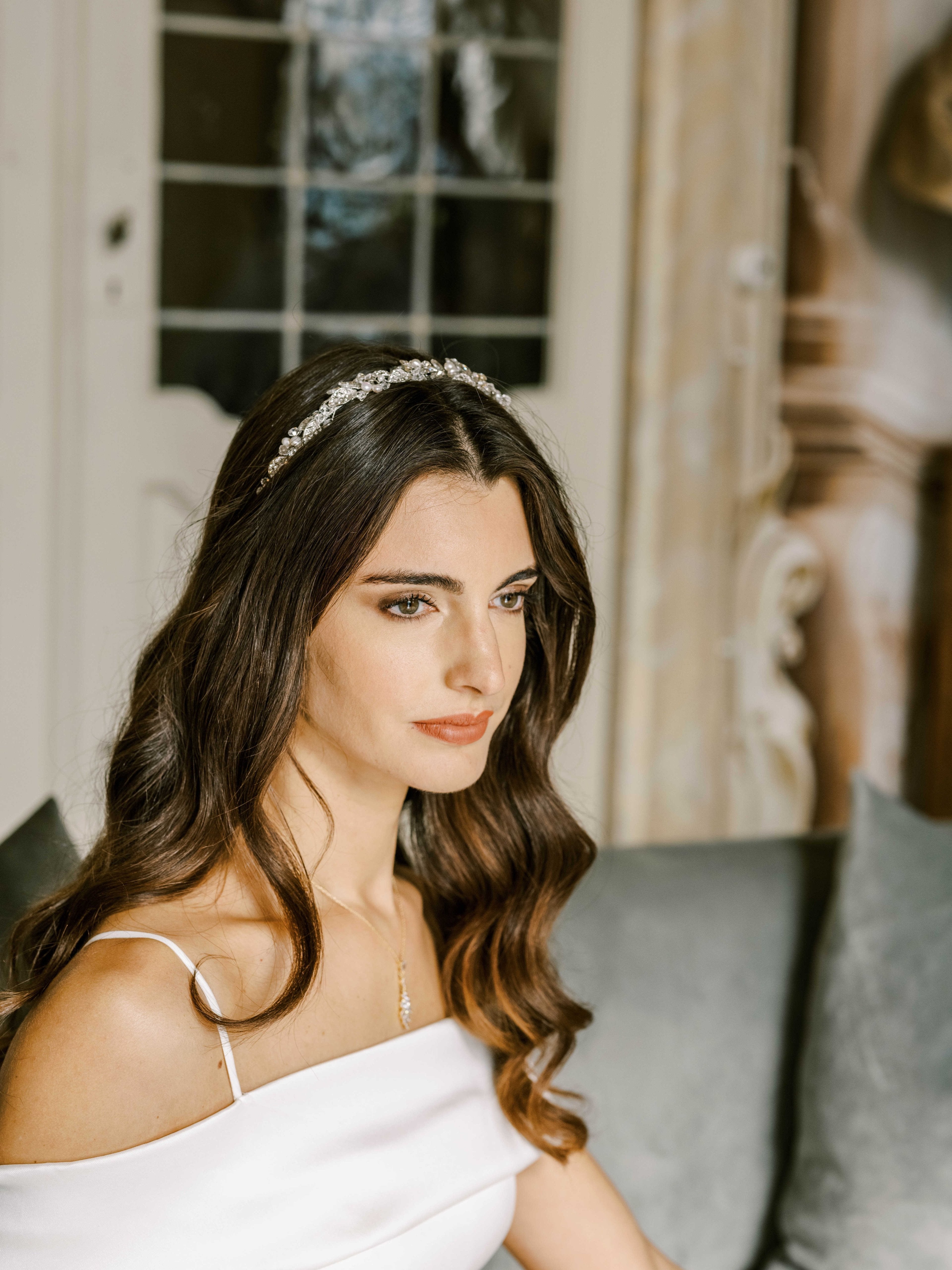 EDEN LUXE Bridal Headpieces MAEVE Freshwater Pearl Bridal Crystal Headband