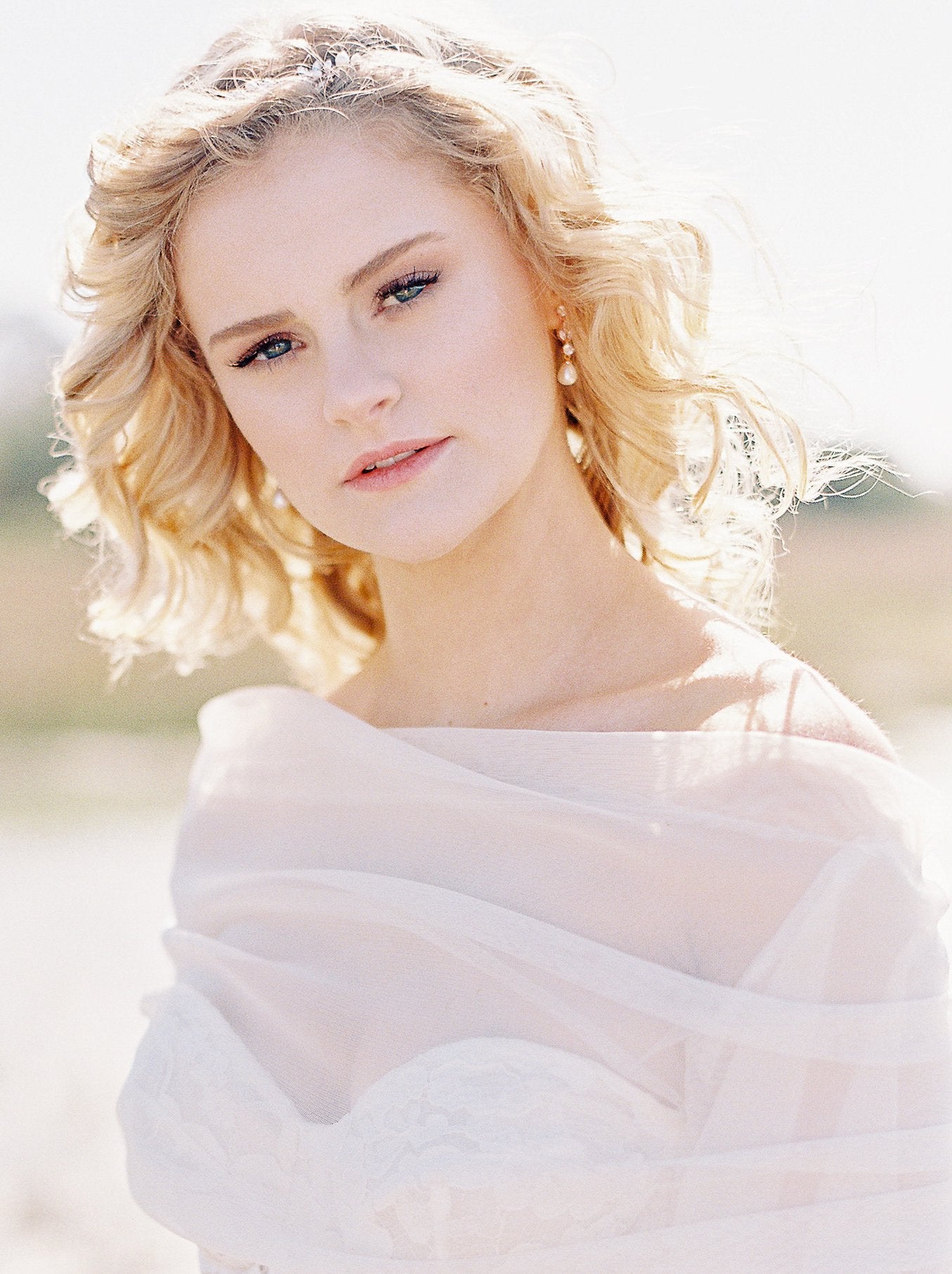 EDEN LUXE Bridal Jewelry BLAISE Simulated Diamond and Pearl Drop Earrings