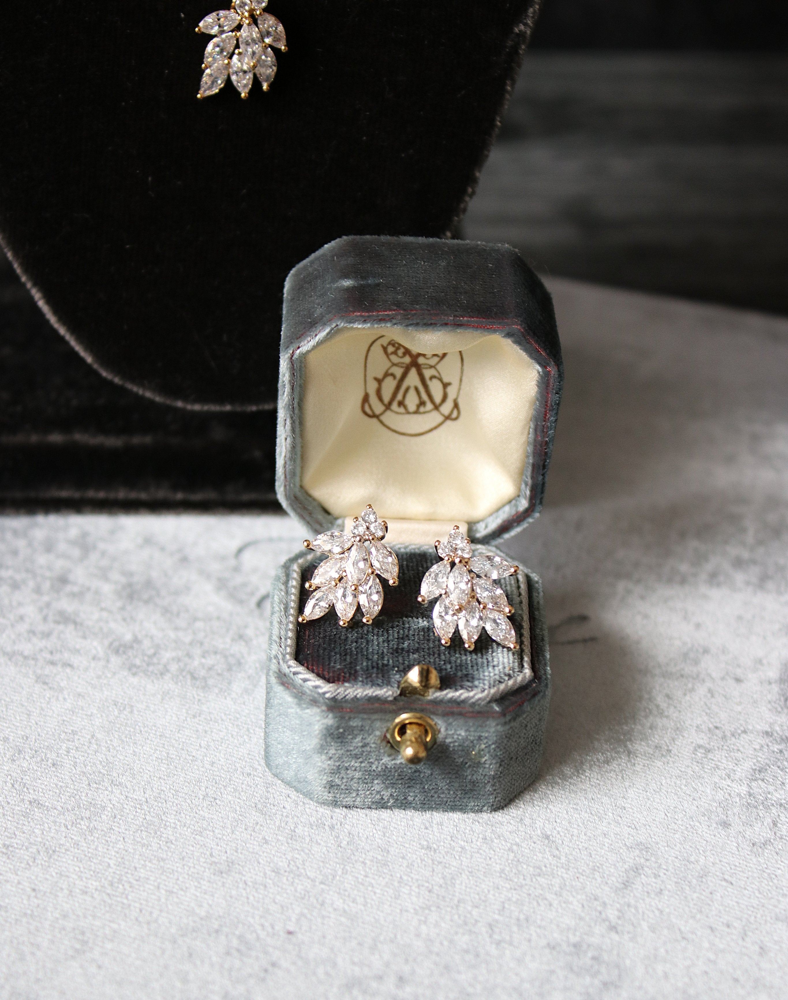 EDEN LUXE Bridal Jewelry Gold / Earrings Only MADELINA Cluster Earrings & Necklace Set