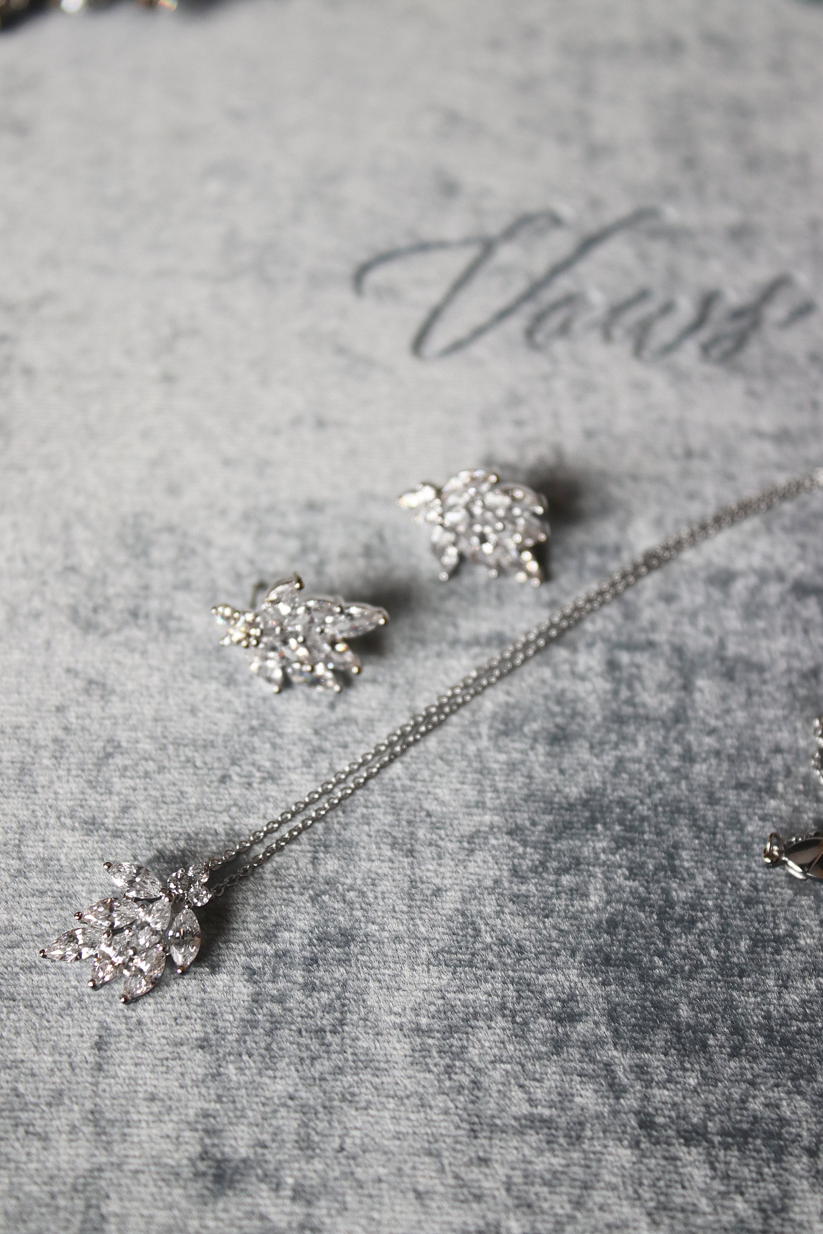 EDEN LUXE Bridal Jewelry MADELINA Cluster Earrings & Necklace Set