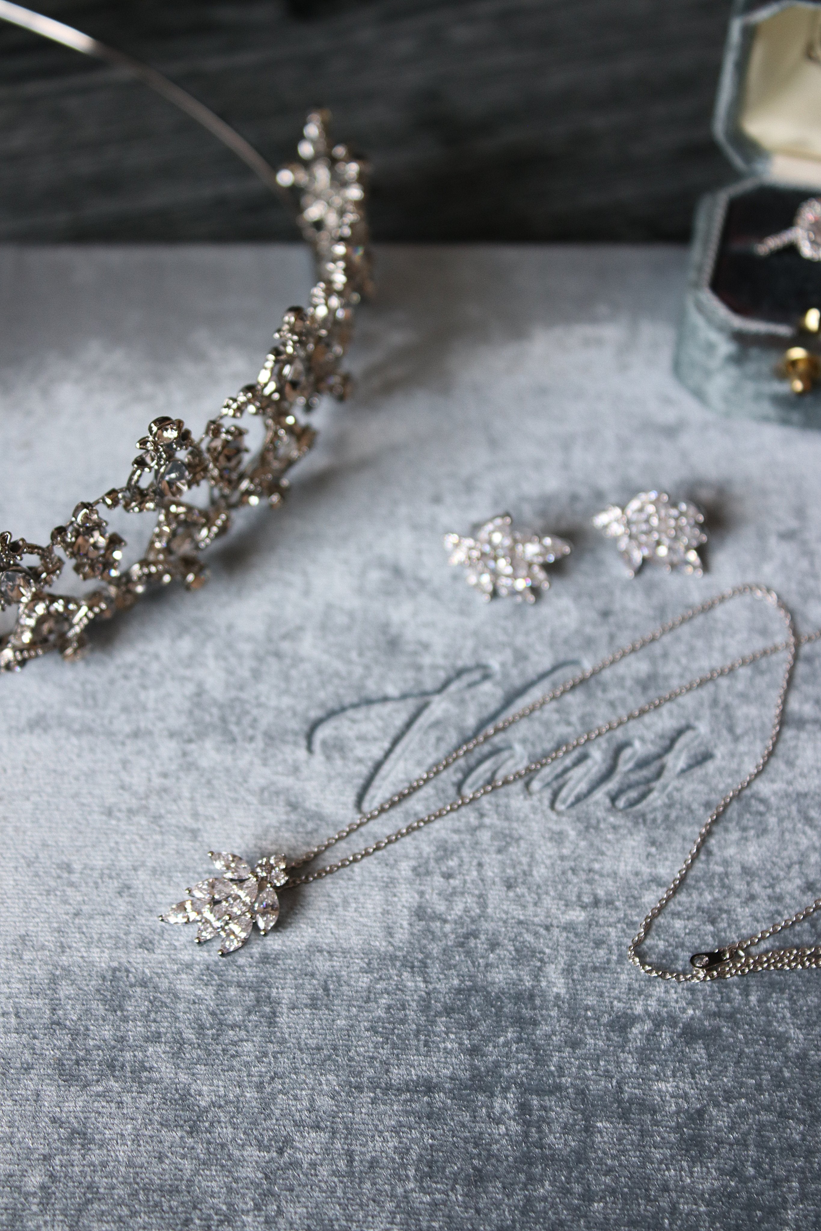 EDEN LUXE Bridal Jewelry MADELINA Cluster Earrings & Necklace Set