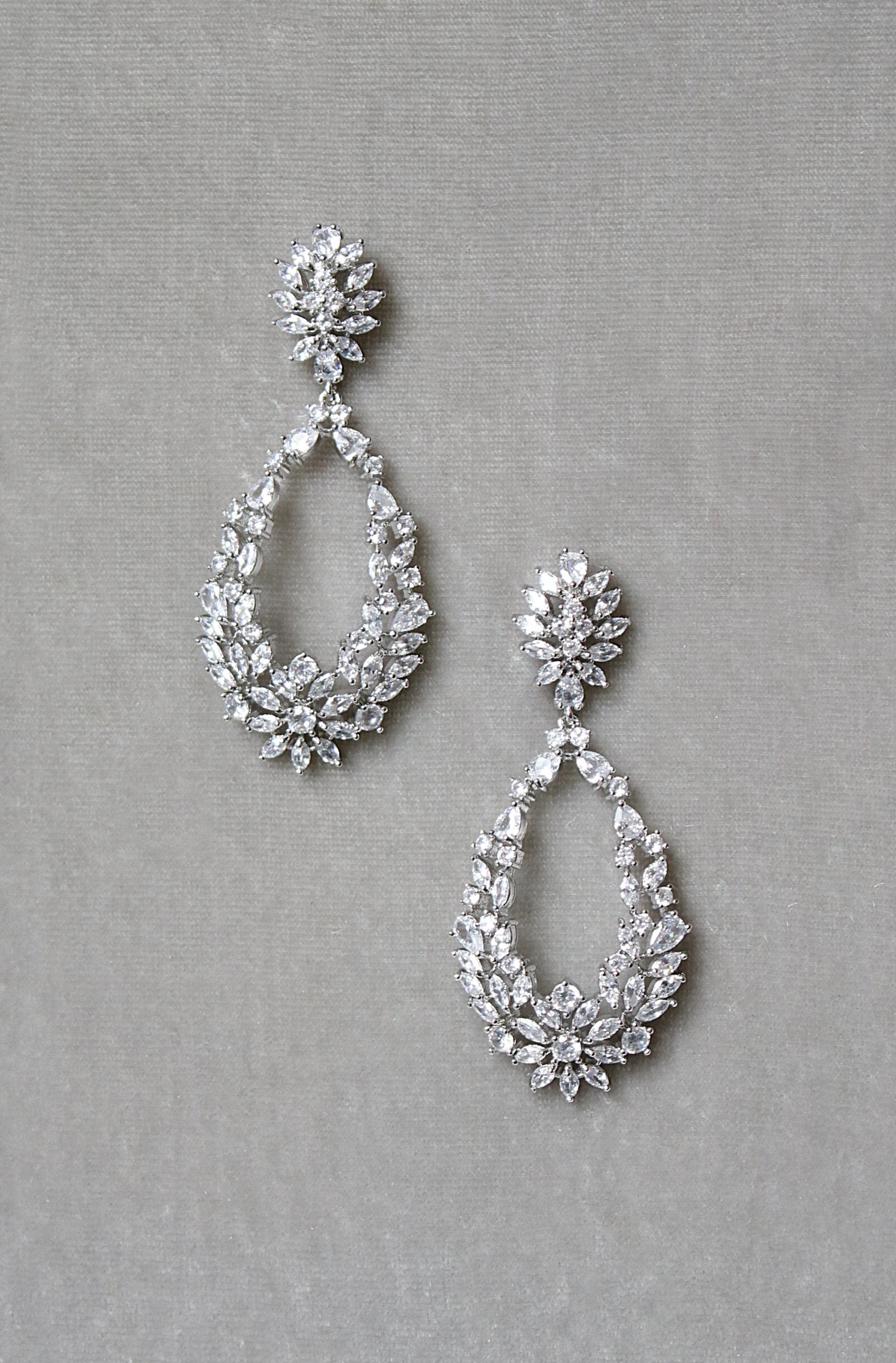 EDEN LUXE Bridal Jewelry OLIVINE Simulated Diamond Statement Earrings