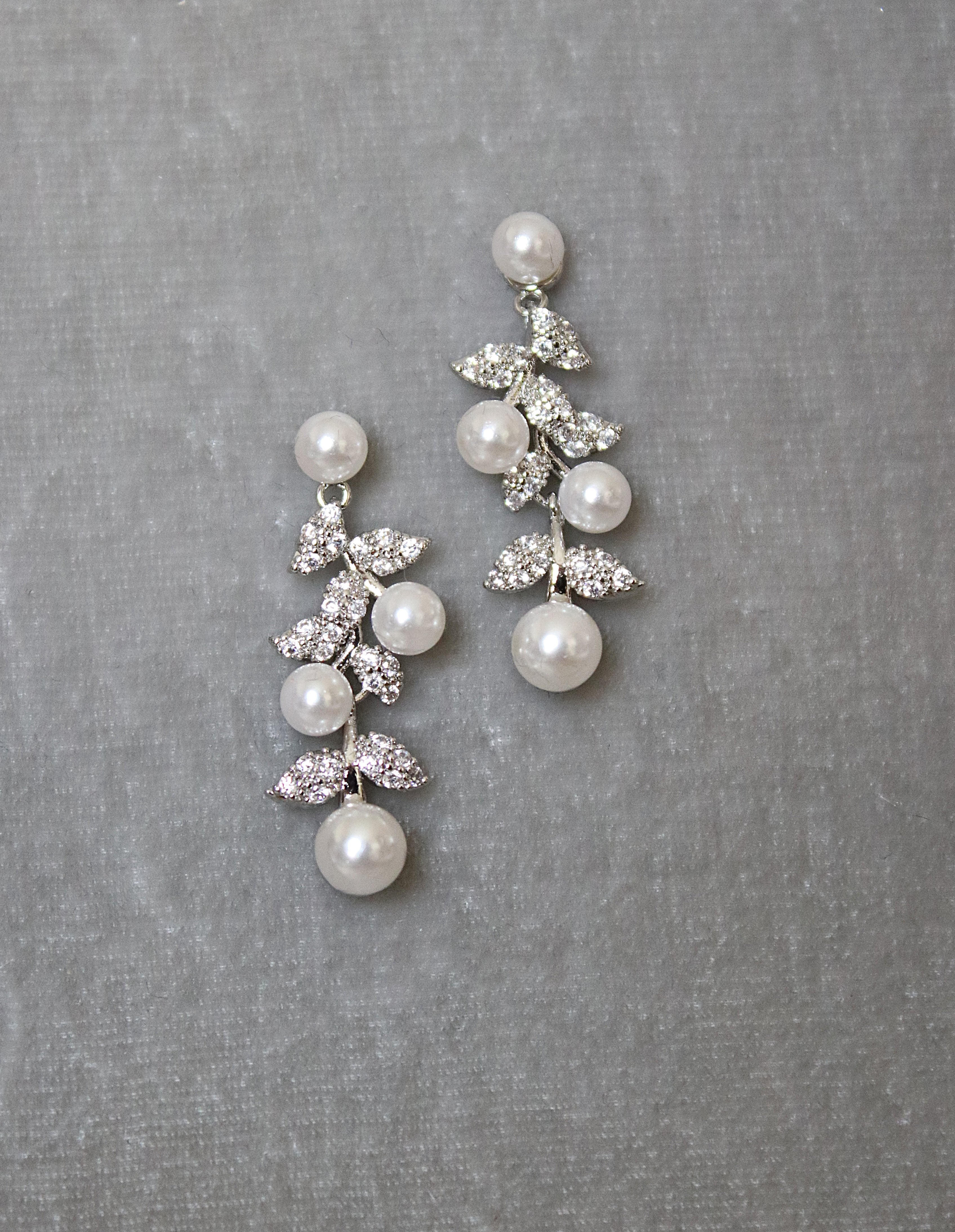 EDEN LUXE Bridal Jewelry Silver ETTA Simulated Diamond and Pearl Earrings