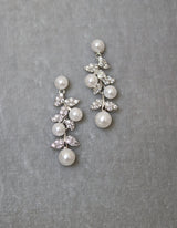 EDEN LUXE Bridal Jewelry Silver ETTA Simulated Diamond and Pearl Earrings