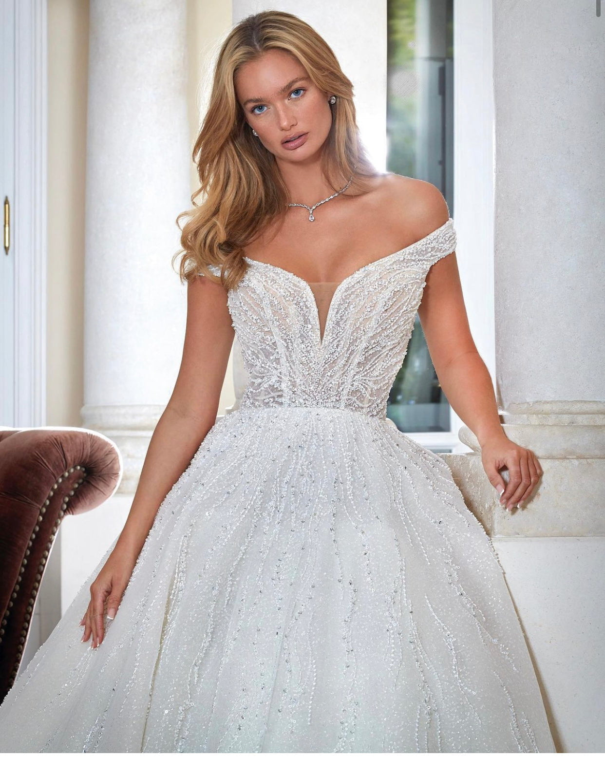 EDEN LUXE Bridal Jewelry TAYLOR Simulated Diamond Bridal Necklace and Earrings Set