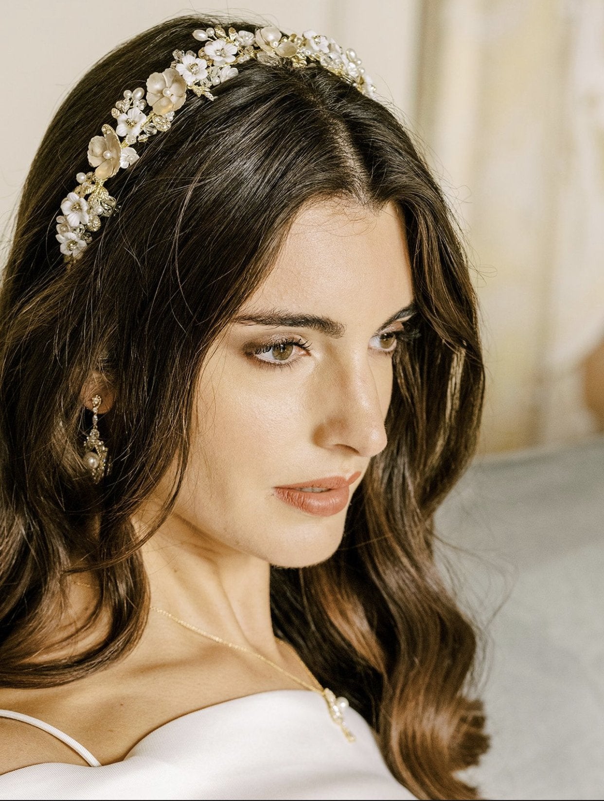 EDEN LUXE Bridal Necklace MIRABEL Simulated Diamond and Pearl Drop Necklace