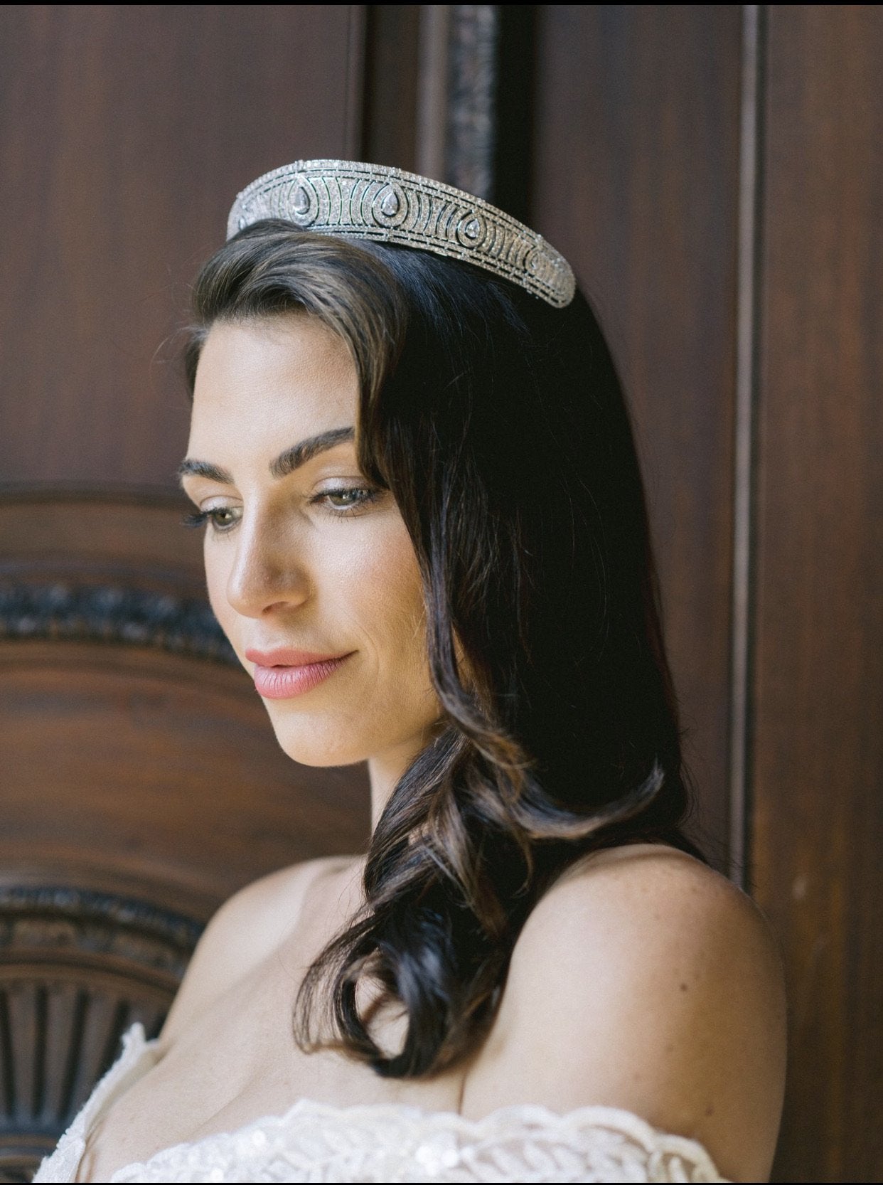 EDEN LUXE Bridal Tiara ANNE Simulated Diamond Bandeau Tiara