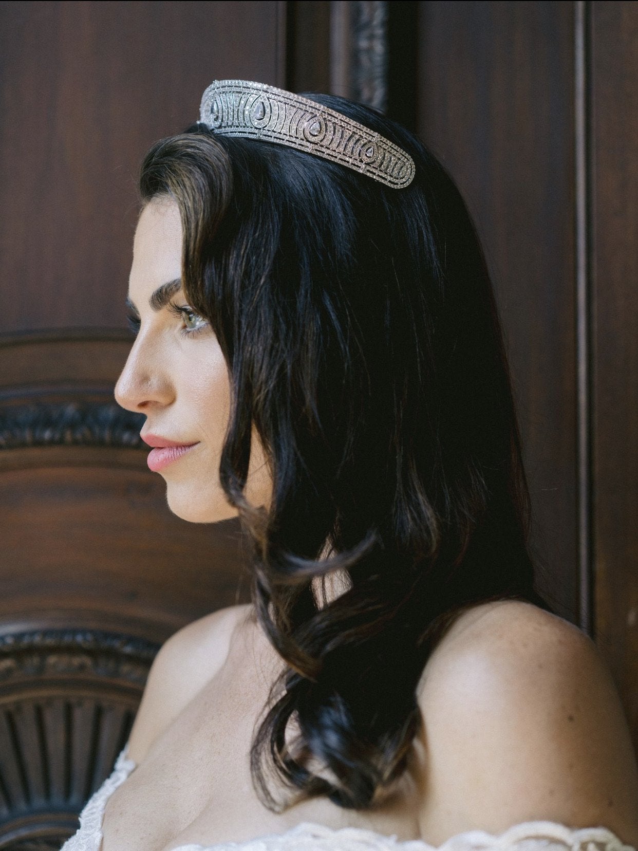 EDEN LUXE Bridal Tiara ANNE Simulated Diamond Bandeau Tiara