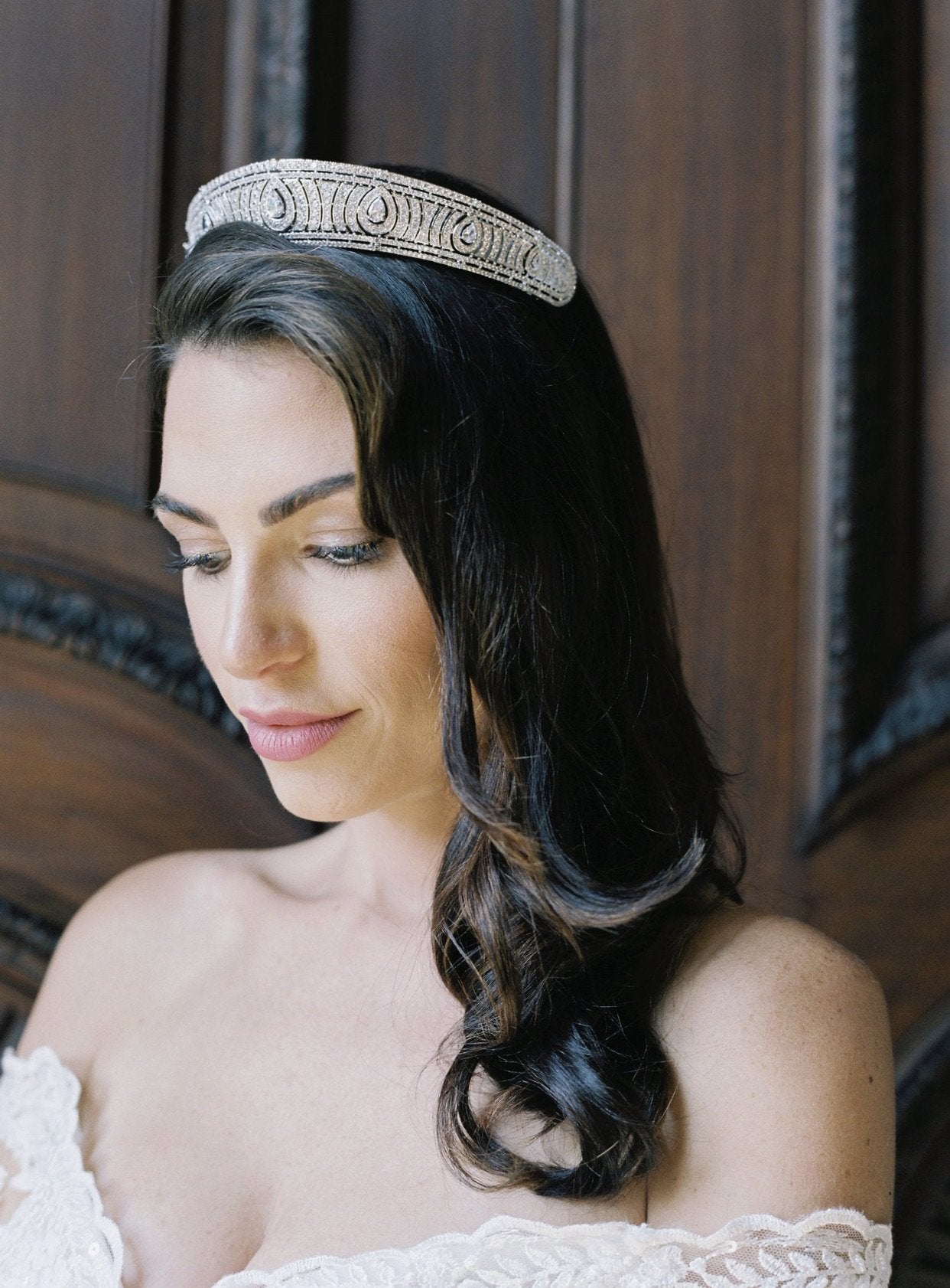EDEN LUXE Bridal Tiara ANNE Simulated Diamond Bandeau Tiara