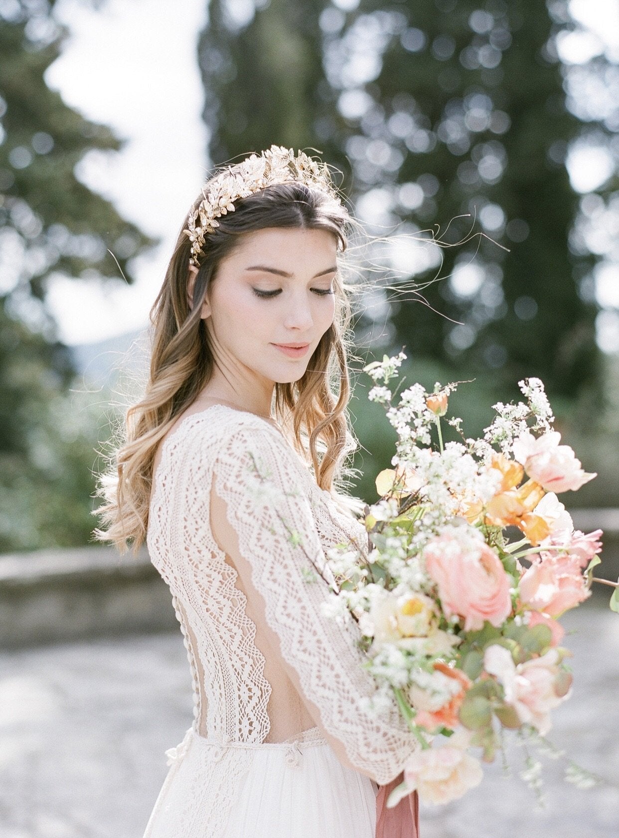 EDEN LUXE Bridal Tiara CHIARA Gilded Leaves Tiara