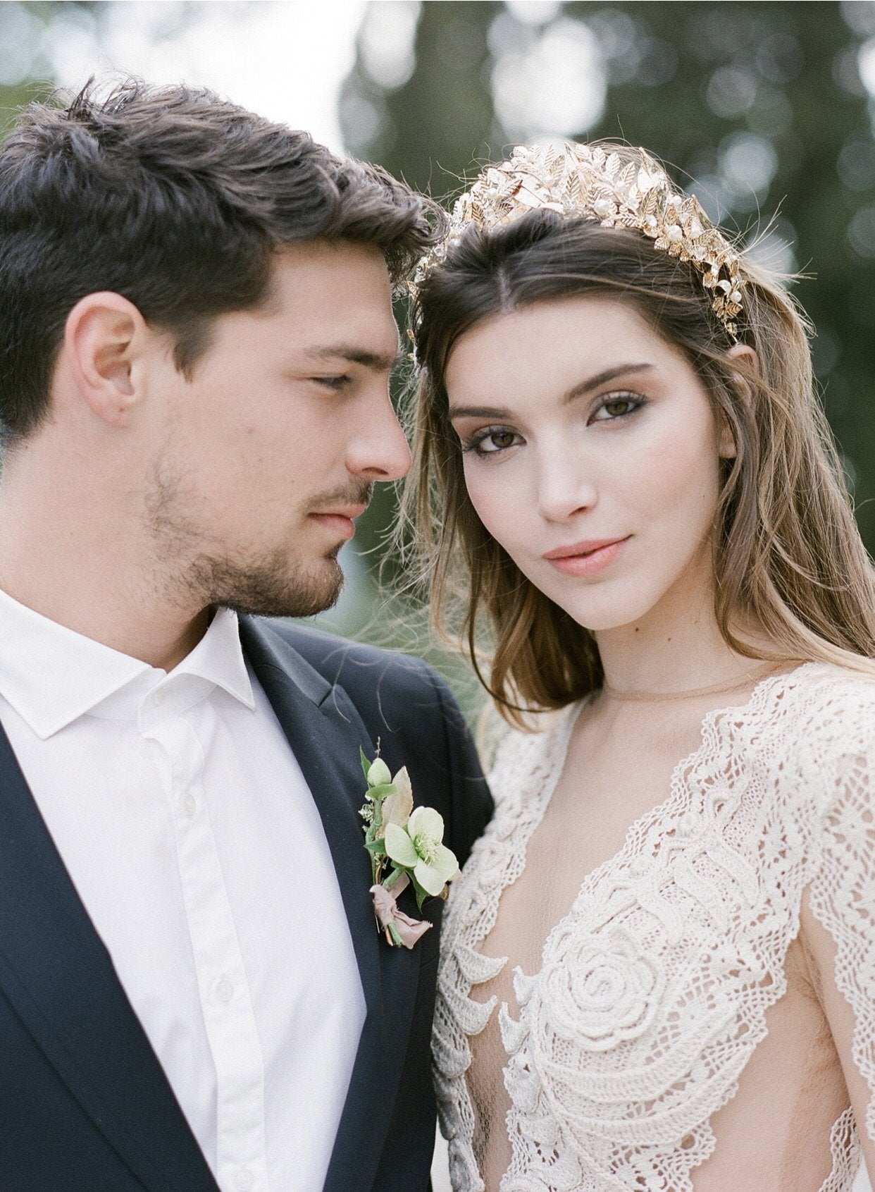 EDEN LUXE Bridal Tiara CHIARA Gilded Leaves Tiara