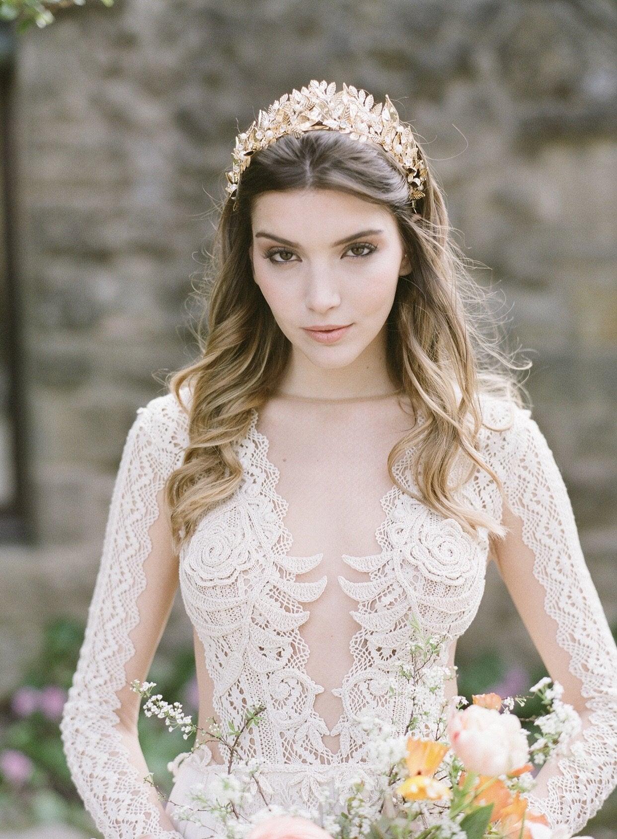 EDEN LUXE Bridal Tiara CHIARA Gilded Leaves Tiara