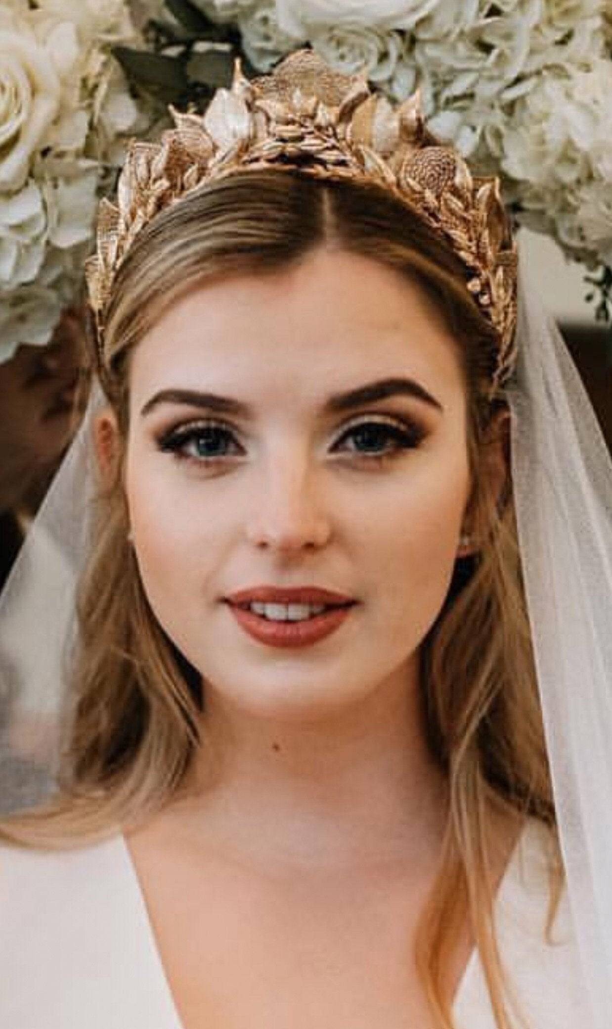 EDEN LUXE Bridal Tiara CORTLAND Gilded Leaves Tiara