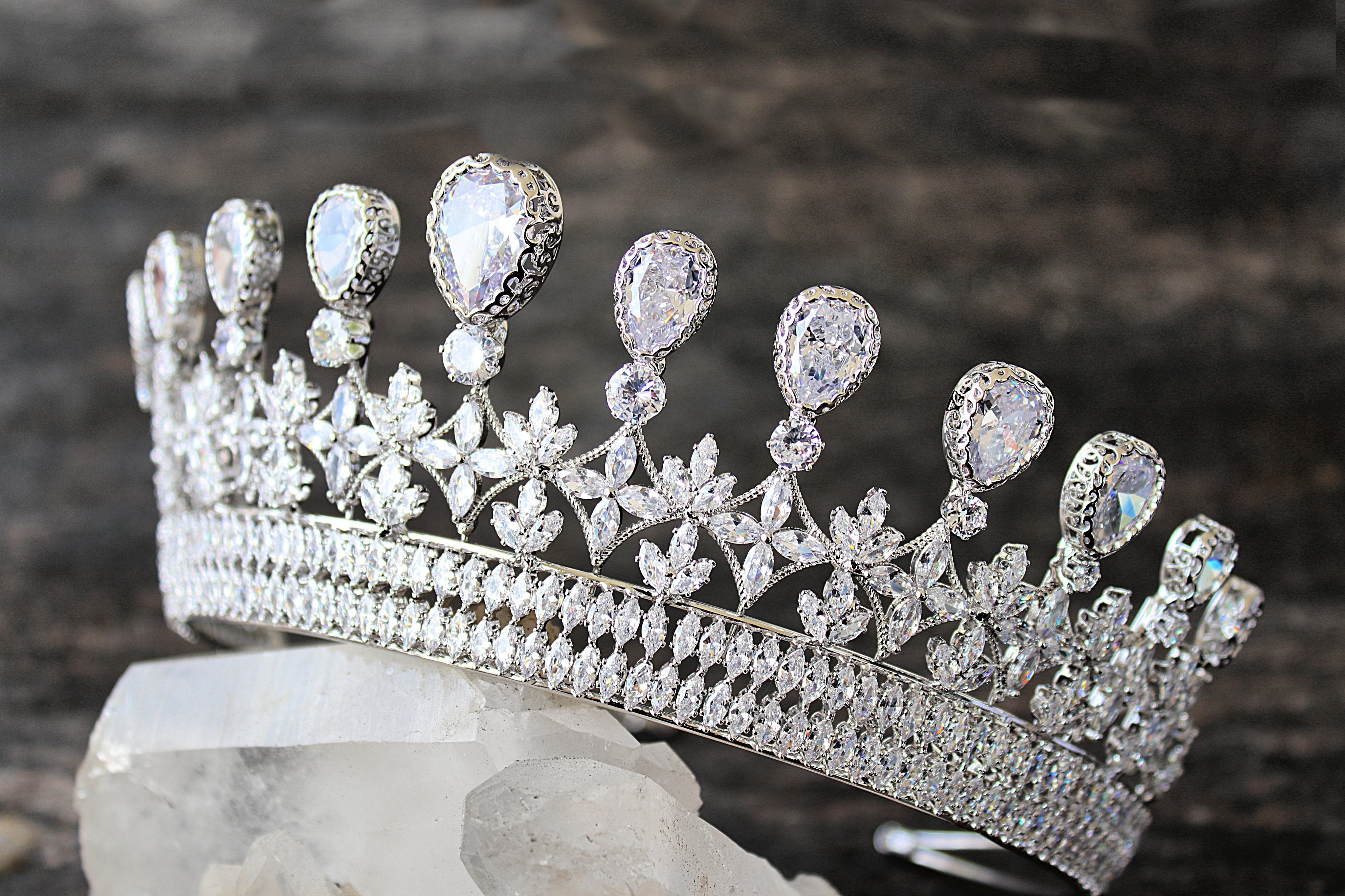 Cubic Zirconia Tiara Wedding Crown DELLA Bridal Tiara | EDEN LUXE