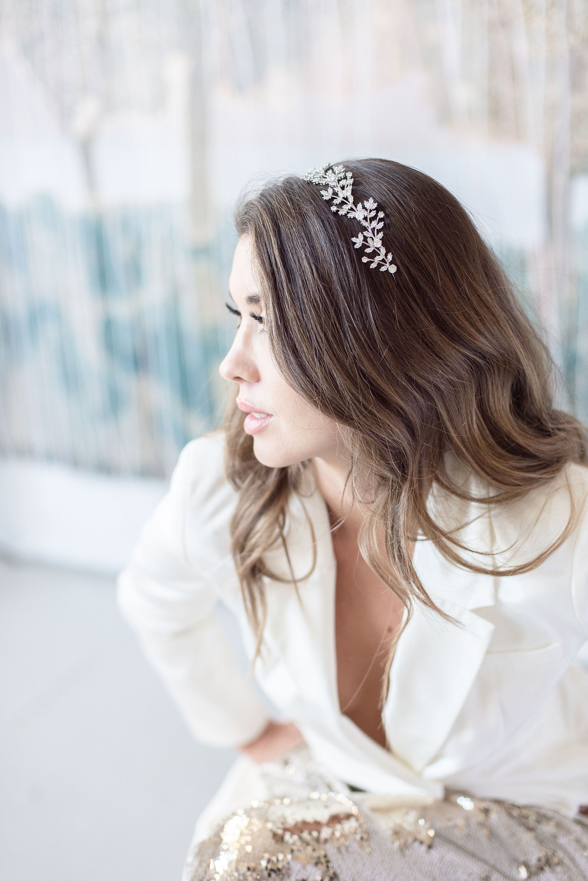 EDEN LUXE Bridal Tiara FABRICE Simulated Diamond Headband Headpiece
