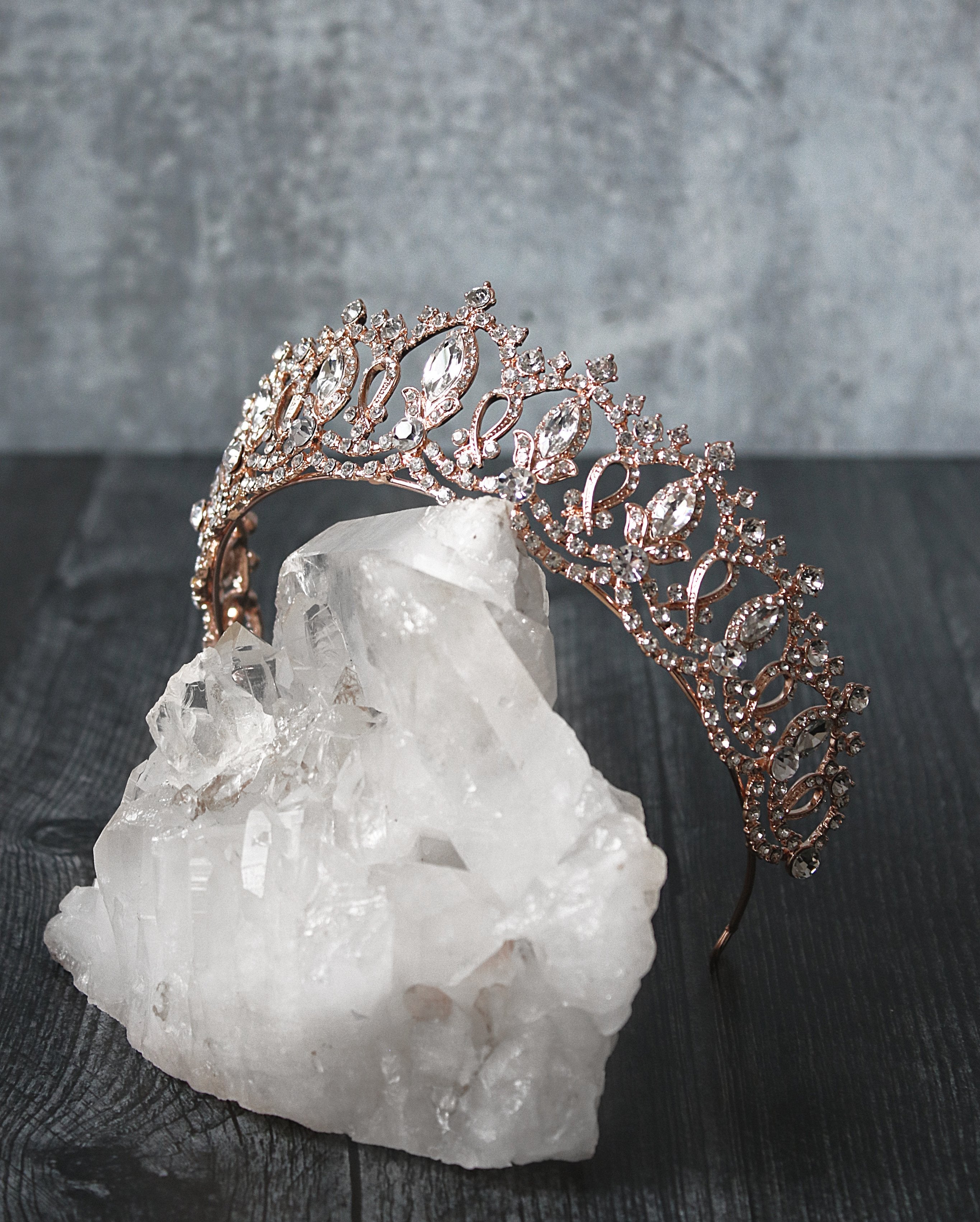 EDEN LUXE Bridal Tiara GRAND SERENA Rose Gold Tiara with Colored Accent Stones