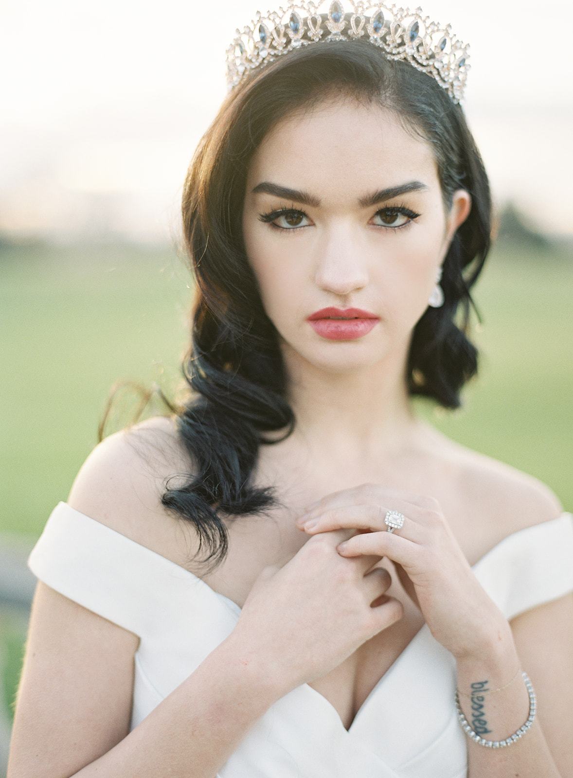 EDEN LUXE Bridal Tiara GRAND SERENA Rose Gold Tiara with London Blue Topaz Swarovski Crystal Accents