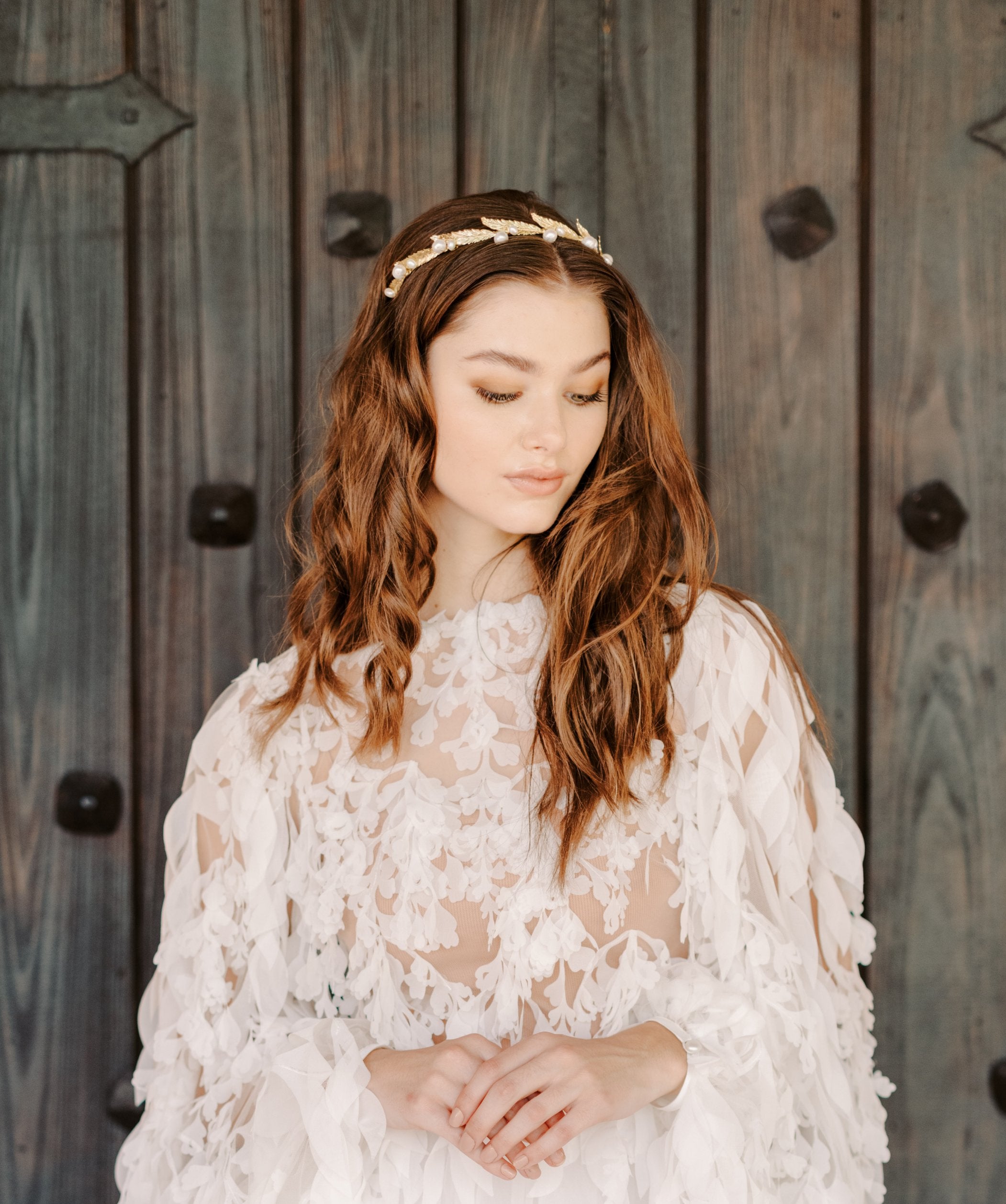 EDEN LUXE Bridal Tiara, Headpiece CORINNE Gilded Leaves Headband Tiara