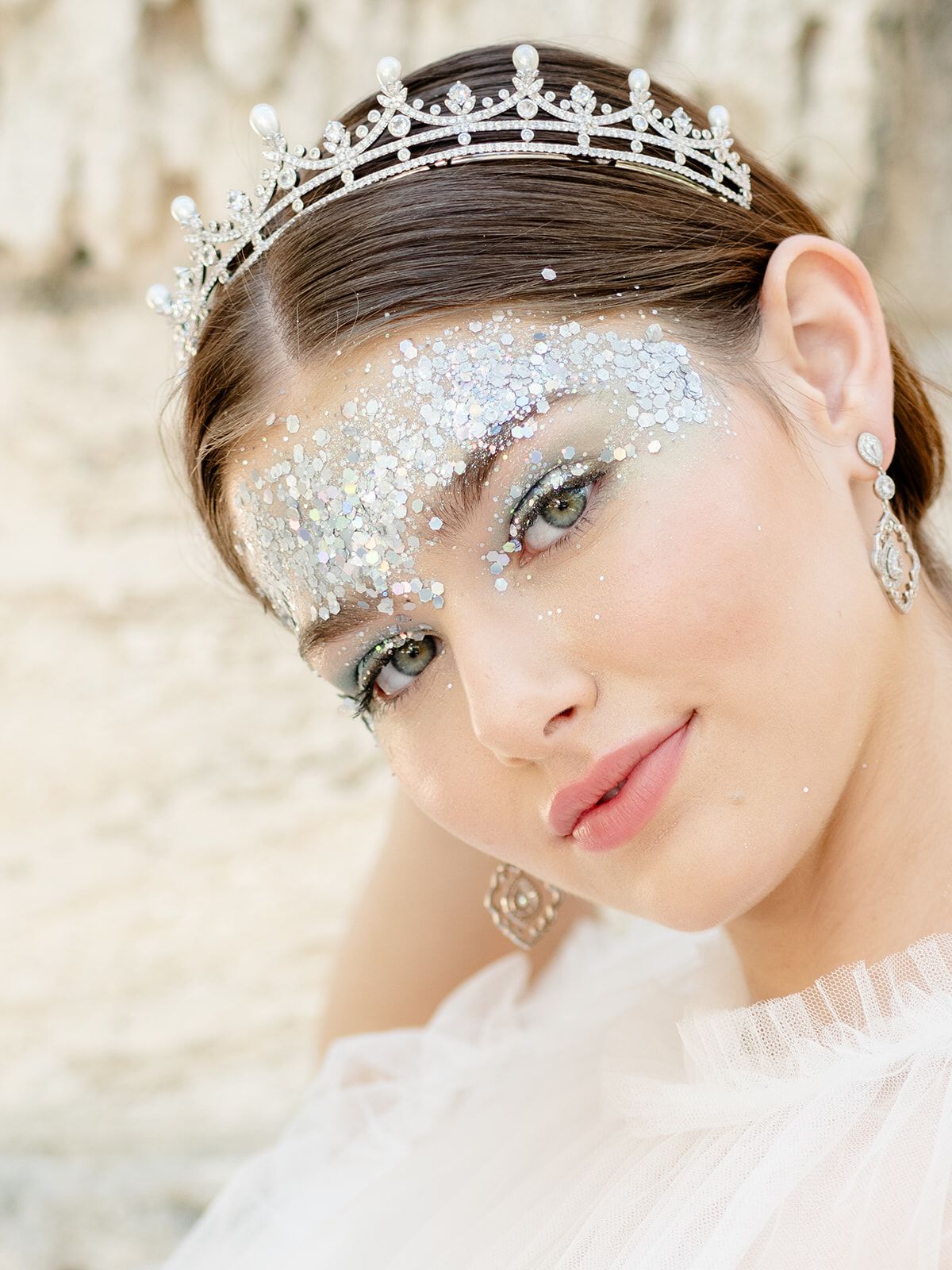 EDEN LUXE Bridal Tiara JORDAN Simulated Diamond and Pearl Tiara
