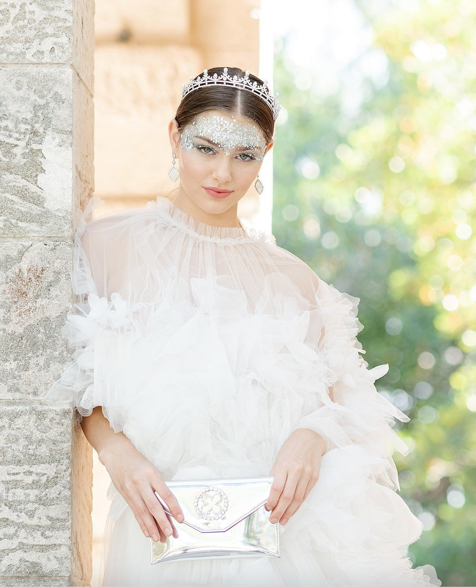 EDEN LUXE Bridal Tiara JORDAN Simulated Diamond and Pearl Tiara