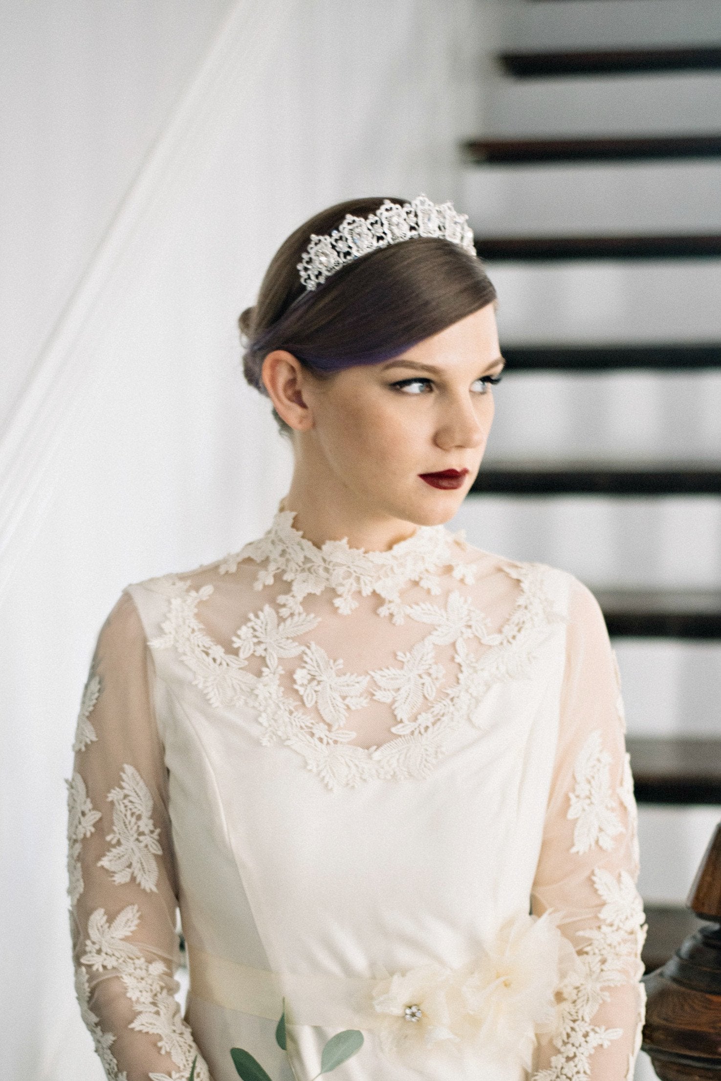 EDEN LUXE Bridal Tiara MERCY Swarovski Crystal White Opal Tiara - As Seen on Brides.com