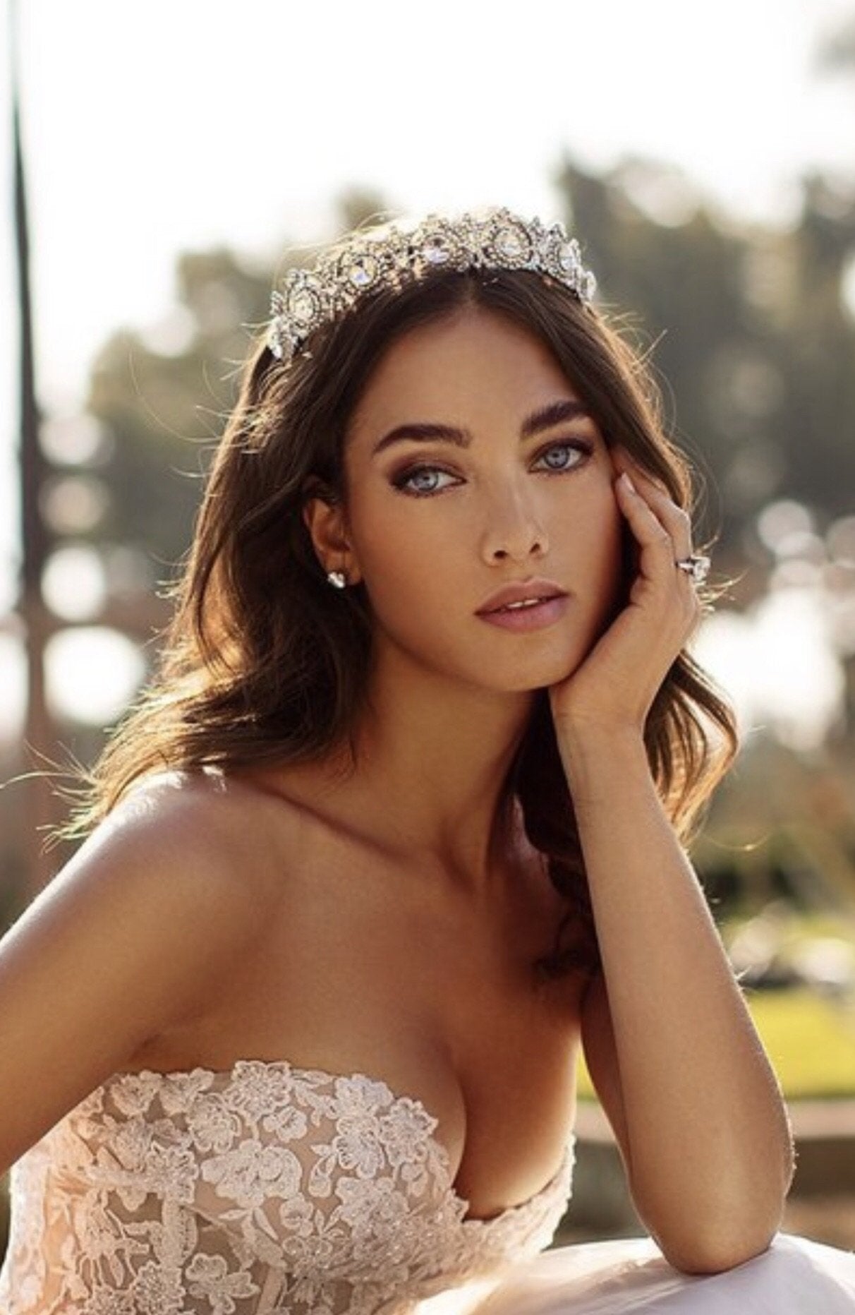 EDEN LUXE Bridal Tiara NOBLESSE Rose Gold Swarovski Crystal Wedding Tiara