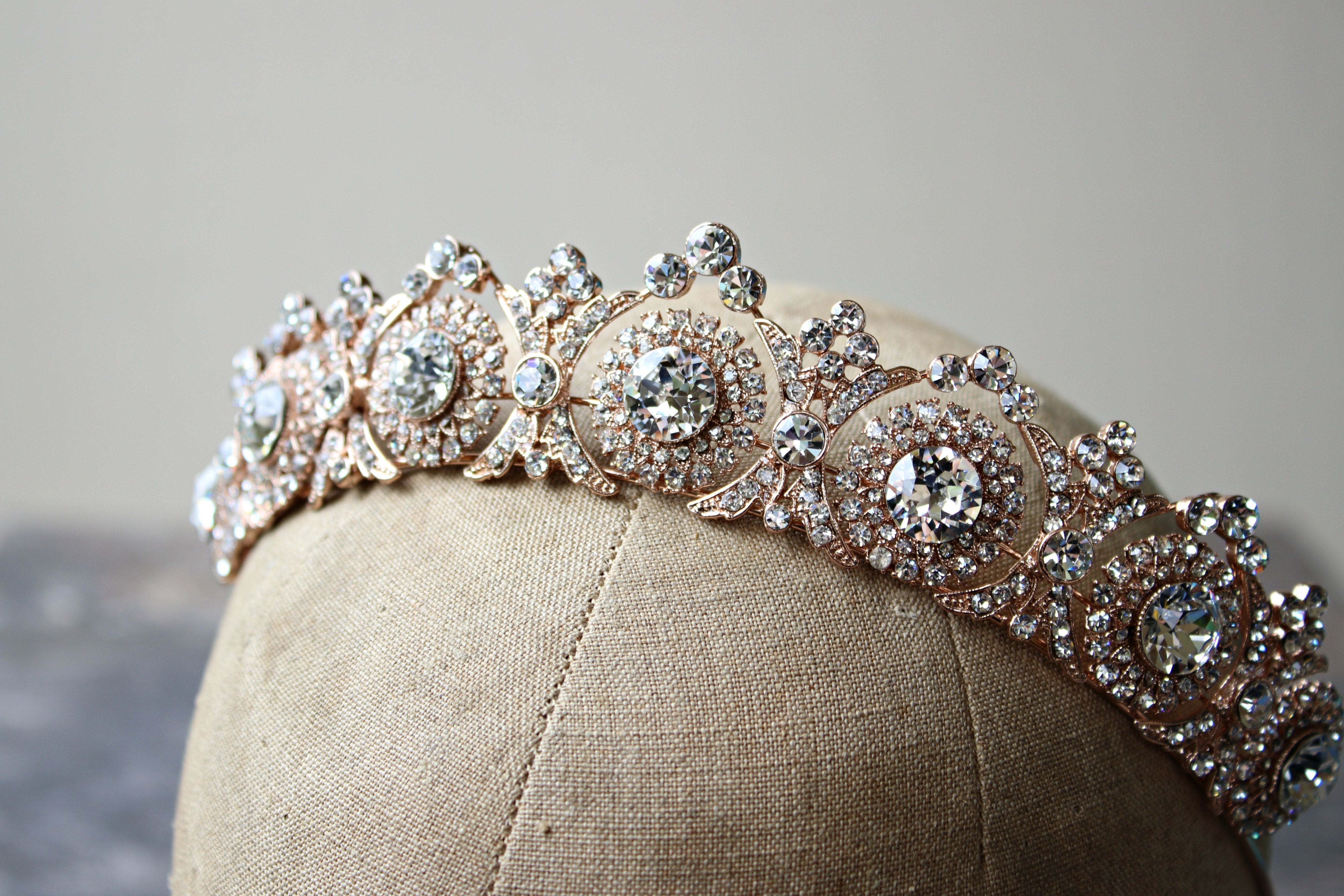 EDEN LUXE Bridal Tiara NOBLESSE Rose Gold Swarovski Crystal Wedding Tiara