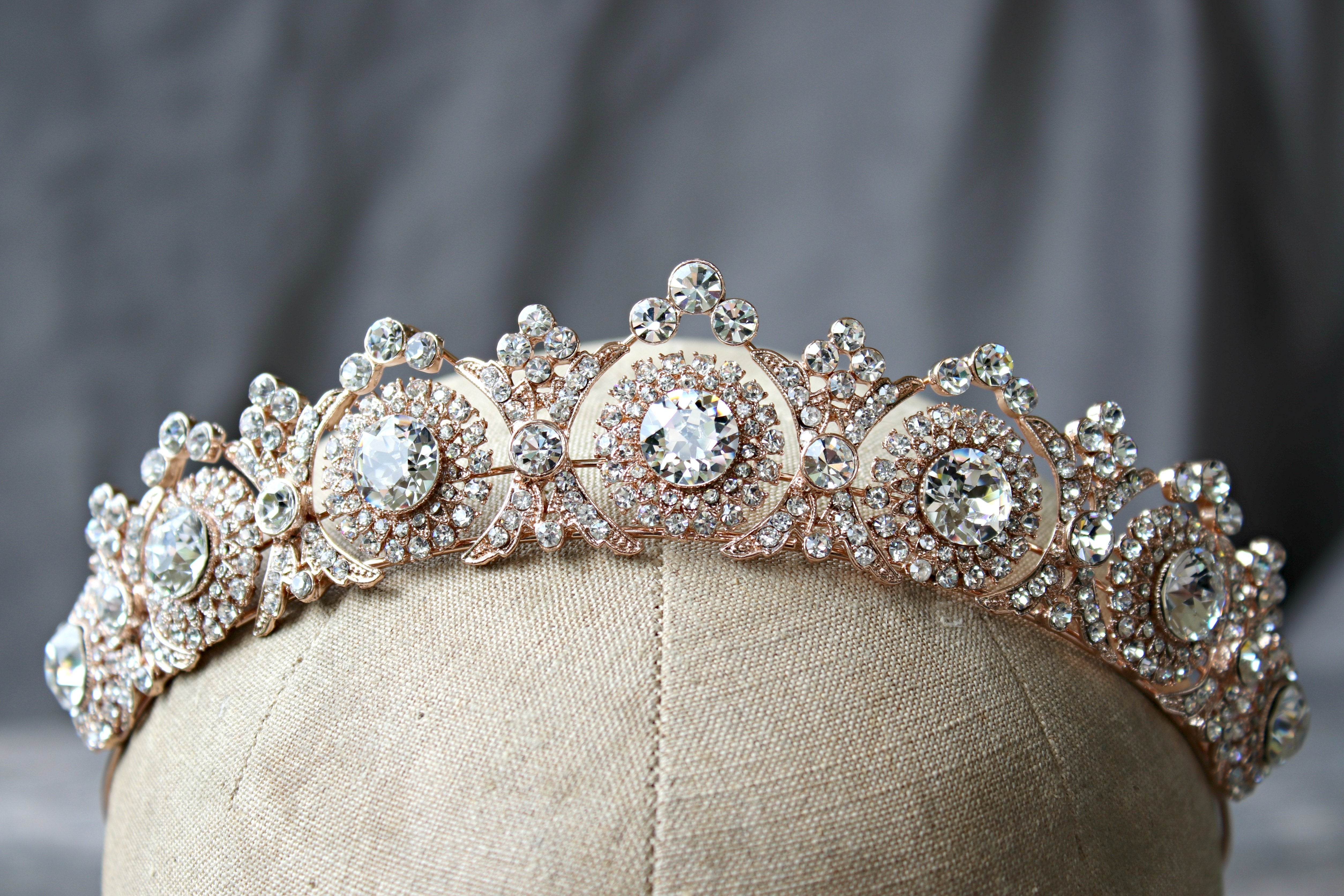 EDEN LUXE Bridal Tiara NOBLESSE Rose Gold Swarovski Crystal Wedding Tiara