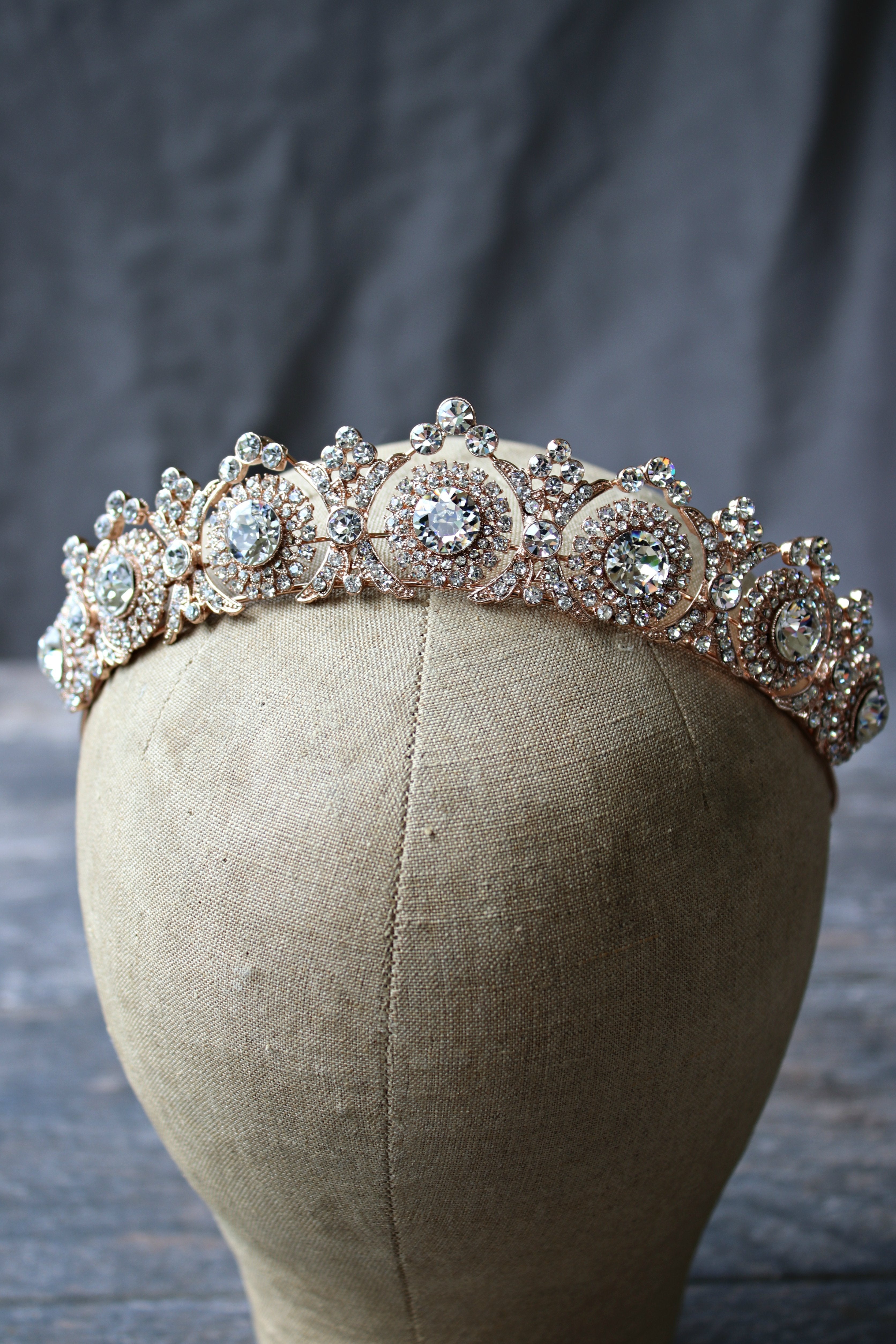 EDEN LUXE Bridal Tiara NOBLESSE Rose Gold Swarovski Crystal Wedding Tiara