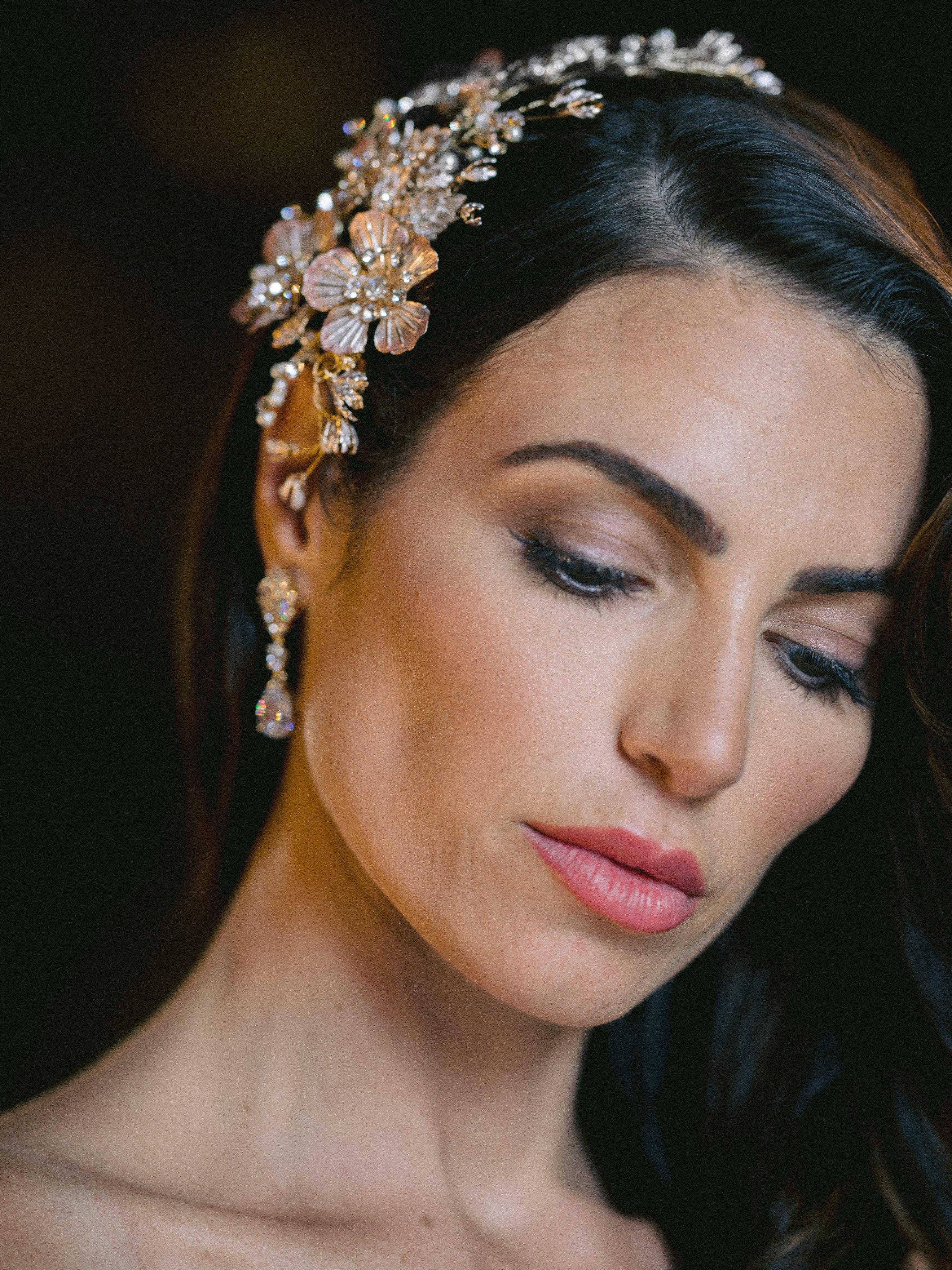 EDEN LUXE Bridal Tiara NOEMI Rose Gold Floral Bridal Headpiece