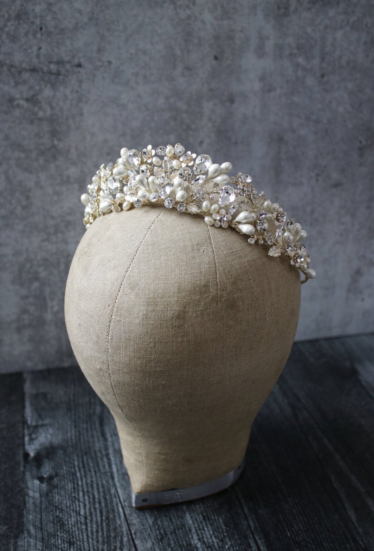 Stunning handmade bridal tiara with pearls and beading Tiara Swarovski Crystal and Pearl Tiara CORDELIA | EDEN LUXE  main image 4