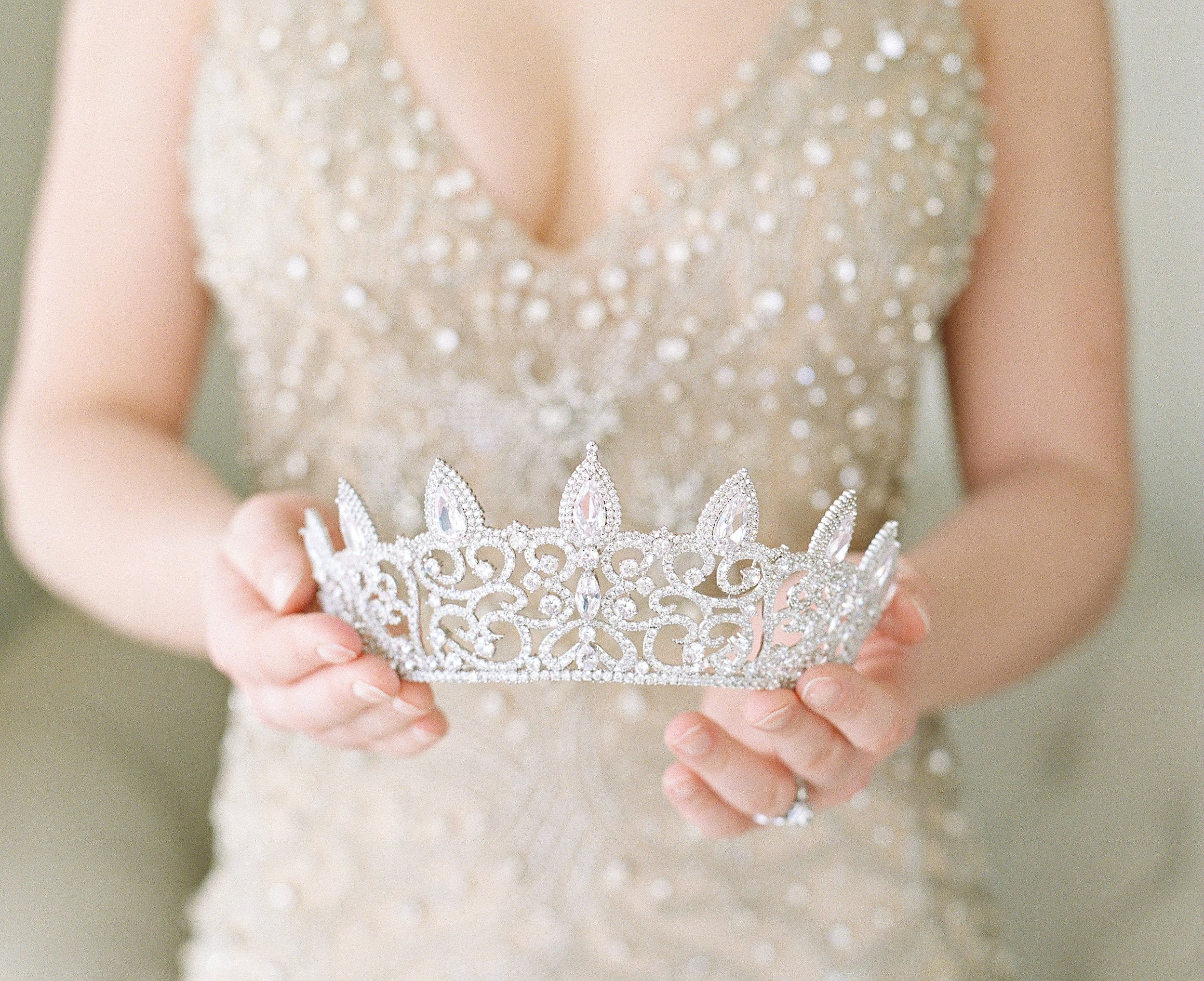 EDEN LUXE Bridal Tiara REINE Simulated Diamond Bridal Tiara and Earrings