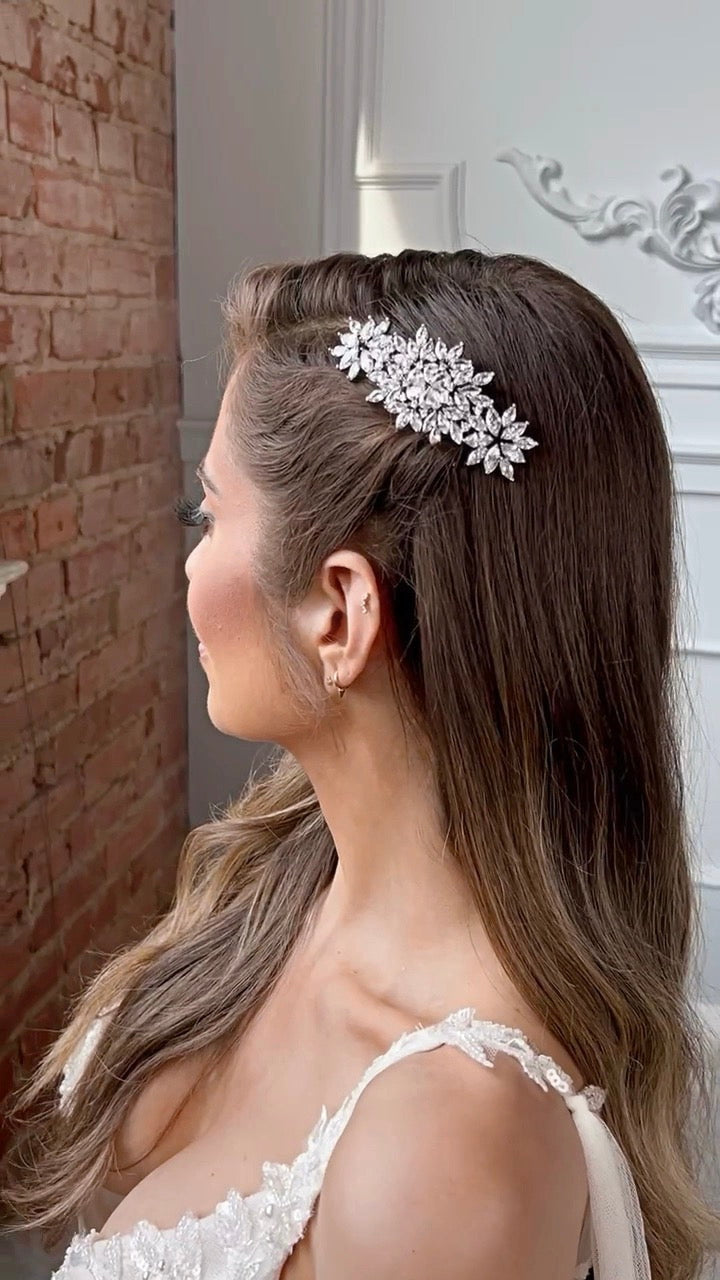 LUCILLE Bridal Headpiece Wedding Hair Comb | EDEN LUXE Bridal display picture 3
