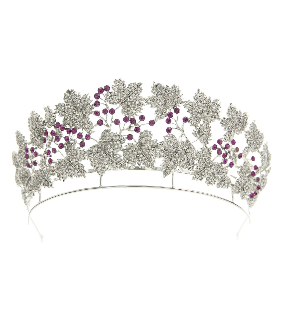 EDEN LUXE Bridal Tiara Silver / Plain Bar - As Shown PRINCESS MARY Danish Ruby Bridal Tiara