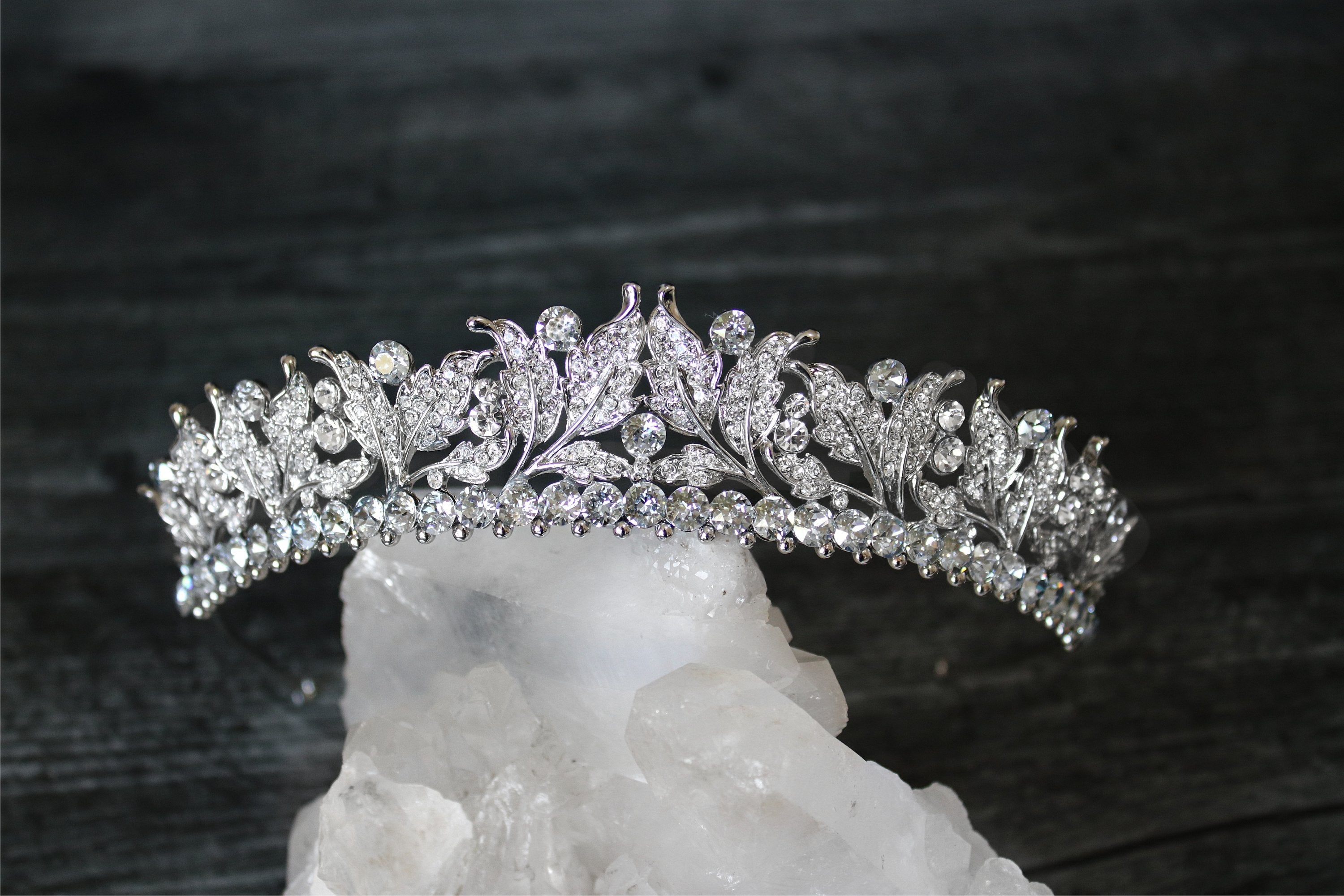 EDEN LUXE Bridal Tiara Something Blue VICTORIA Swarovski Crystal Wedding Tiara