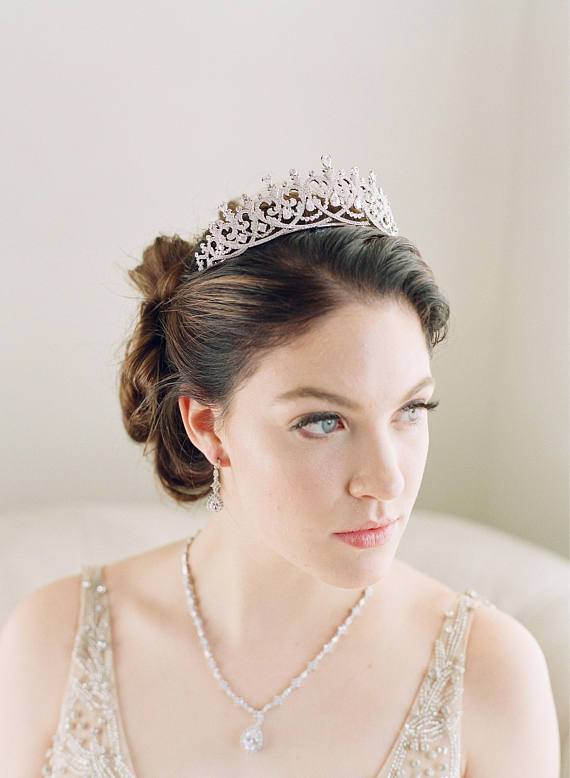 EDEN LUXE Bridal Tiara SPENCER Simulated Diamond Bridal Tiara