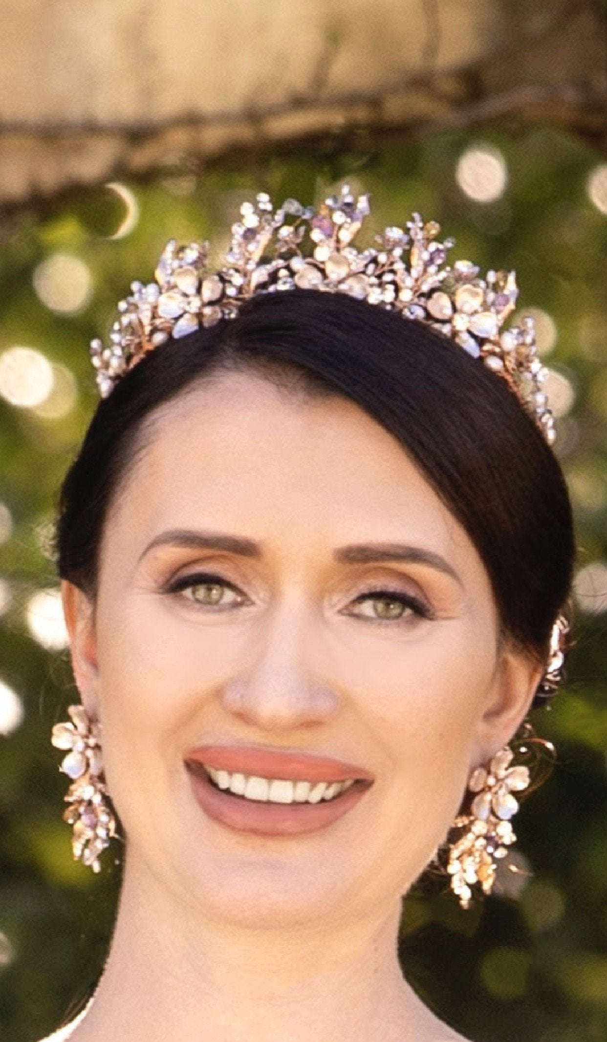EDEN LUXE Bridal Tiara, Tiaras GENEVIEVE Tiara and Earrings Set with Citrine, Blue Topaz and Amethyst Briolettes