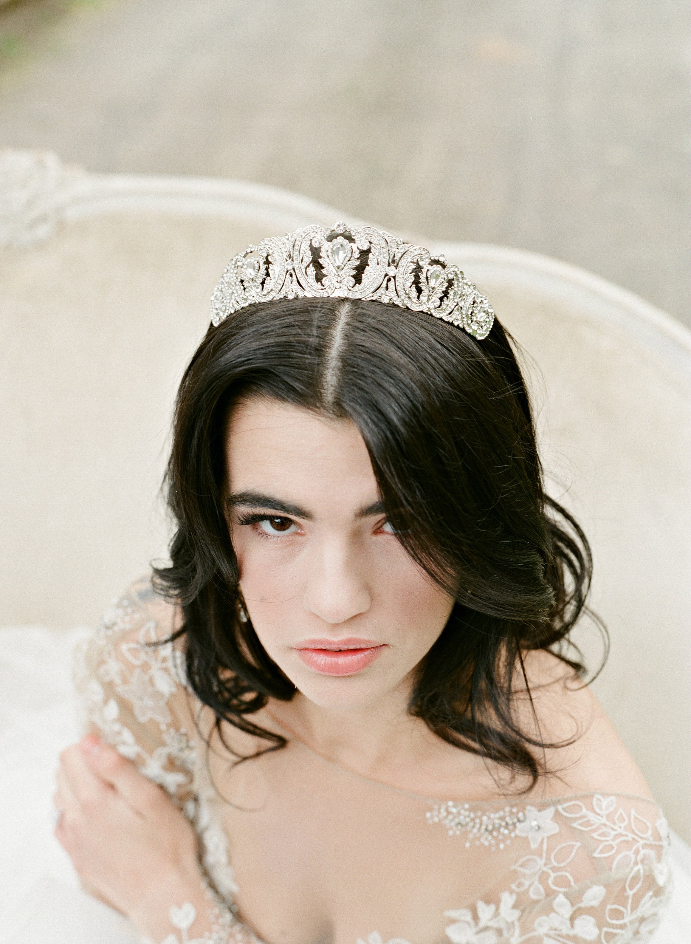 EDEN LUXE Bridal Tiara WHITMORE Silver Swarovski Crystal Bridal Tiara