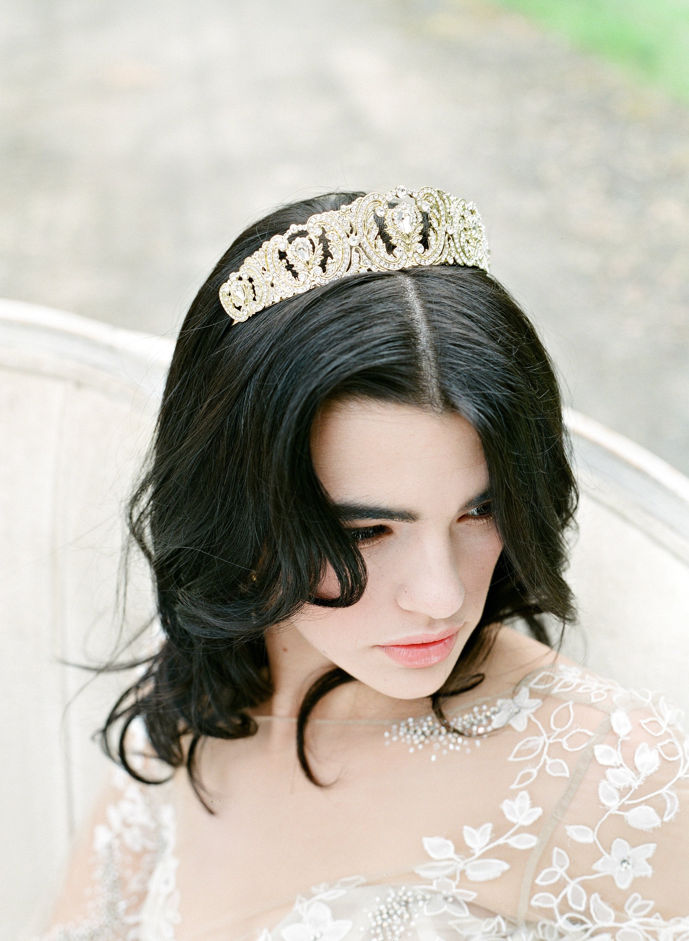 EDEN LUXE Bridal Tiara WHITMORE Silver Swarovski Crystal Bridal Tiara