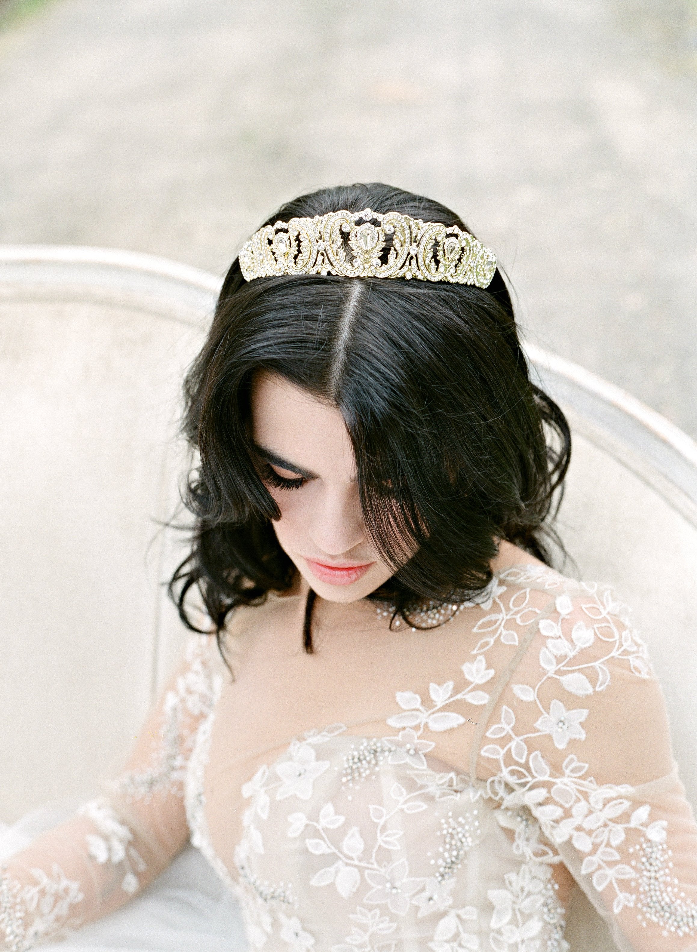 EDEN LUXE Bridal Tiara WHITMORE Silver Swarovski Crystal Bridal Tiara