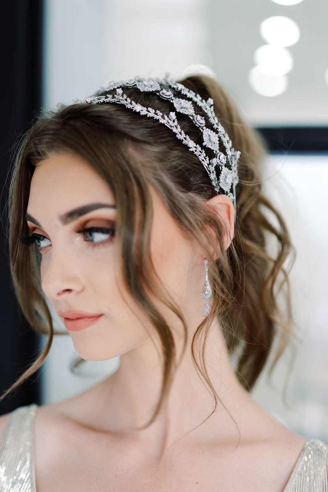 EDEN LUXE Bridal Tiaras NADIA Simulated Diamond Headband Tiara