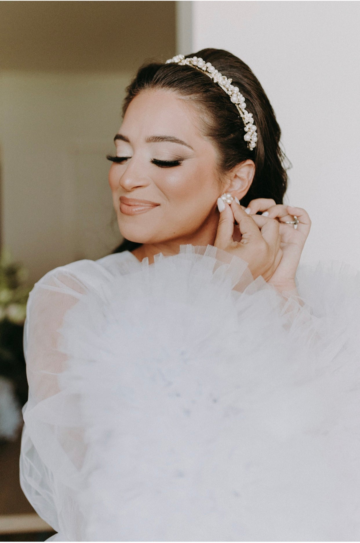 EDEN LUXE Bridal Tiaras RILEY Gold Crystal and Pearl Headpiece Tiara