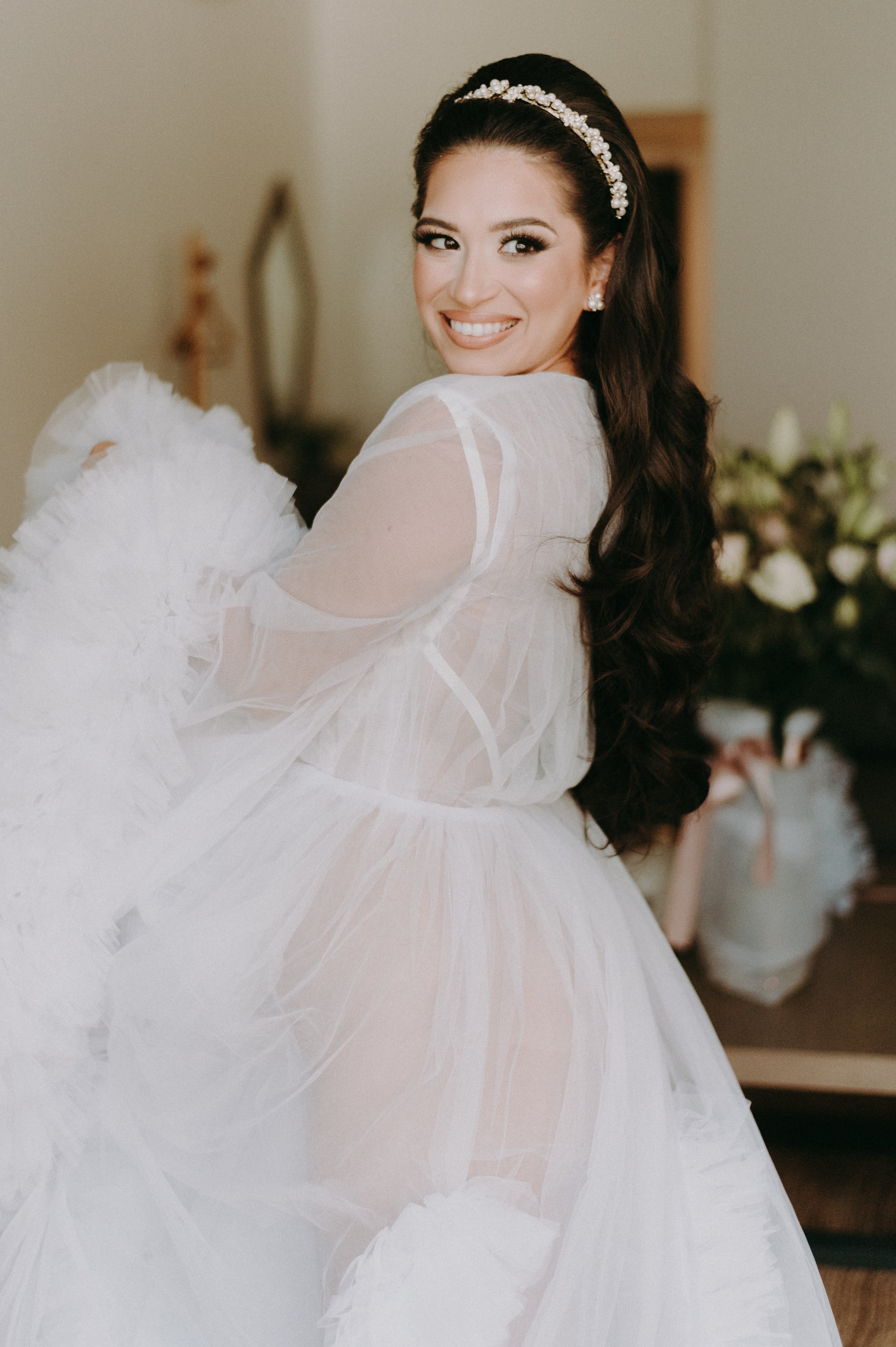 EDEN LUXE Bridal Tiaras RILEY Silver Crystal and Pearl Headpiece Tiara